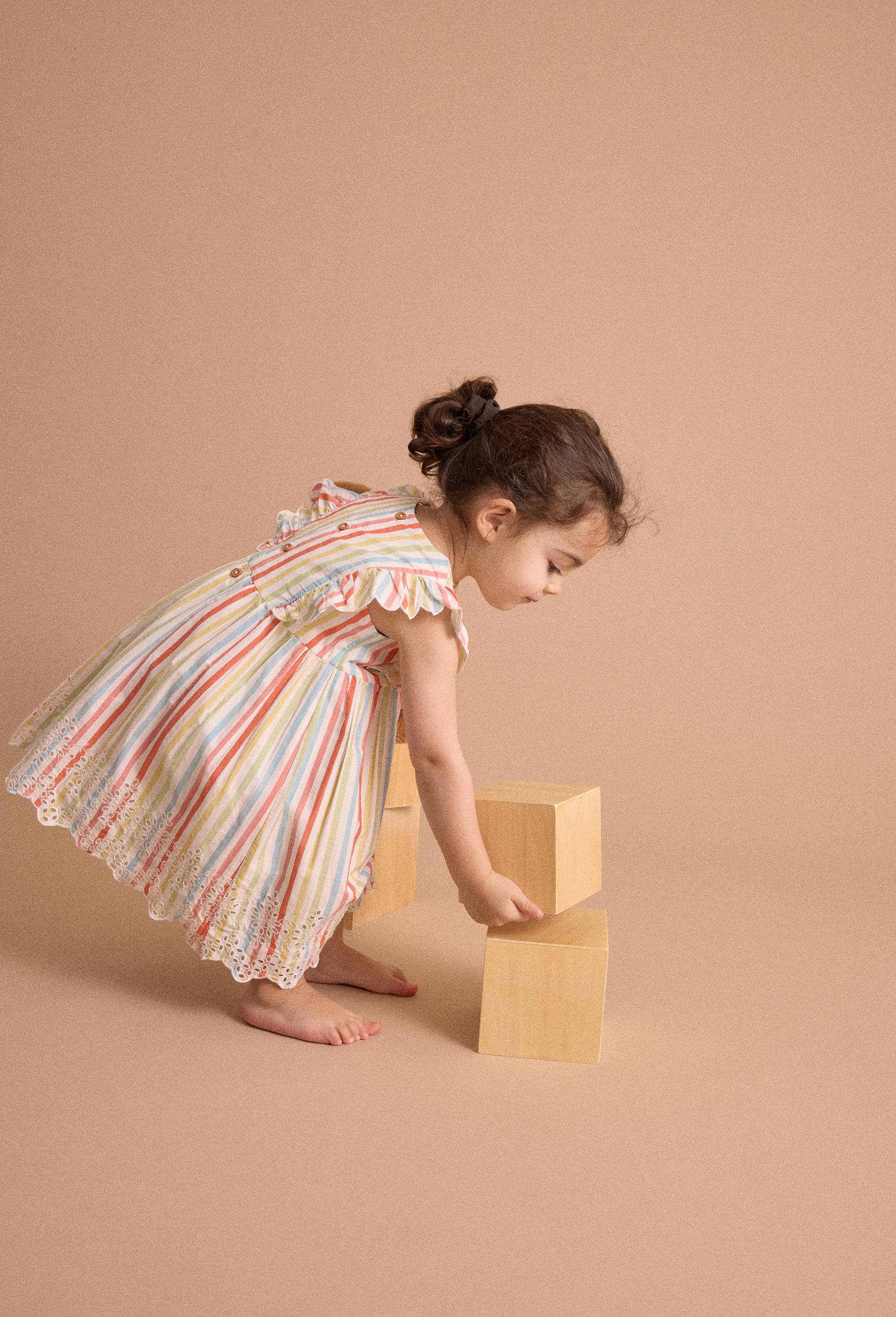 Robe rayée en coton BIO GOTS, Beige clair, large image number 0