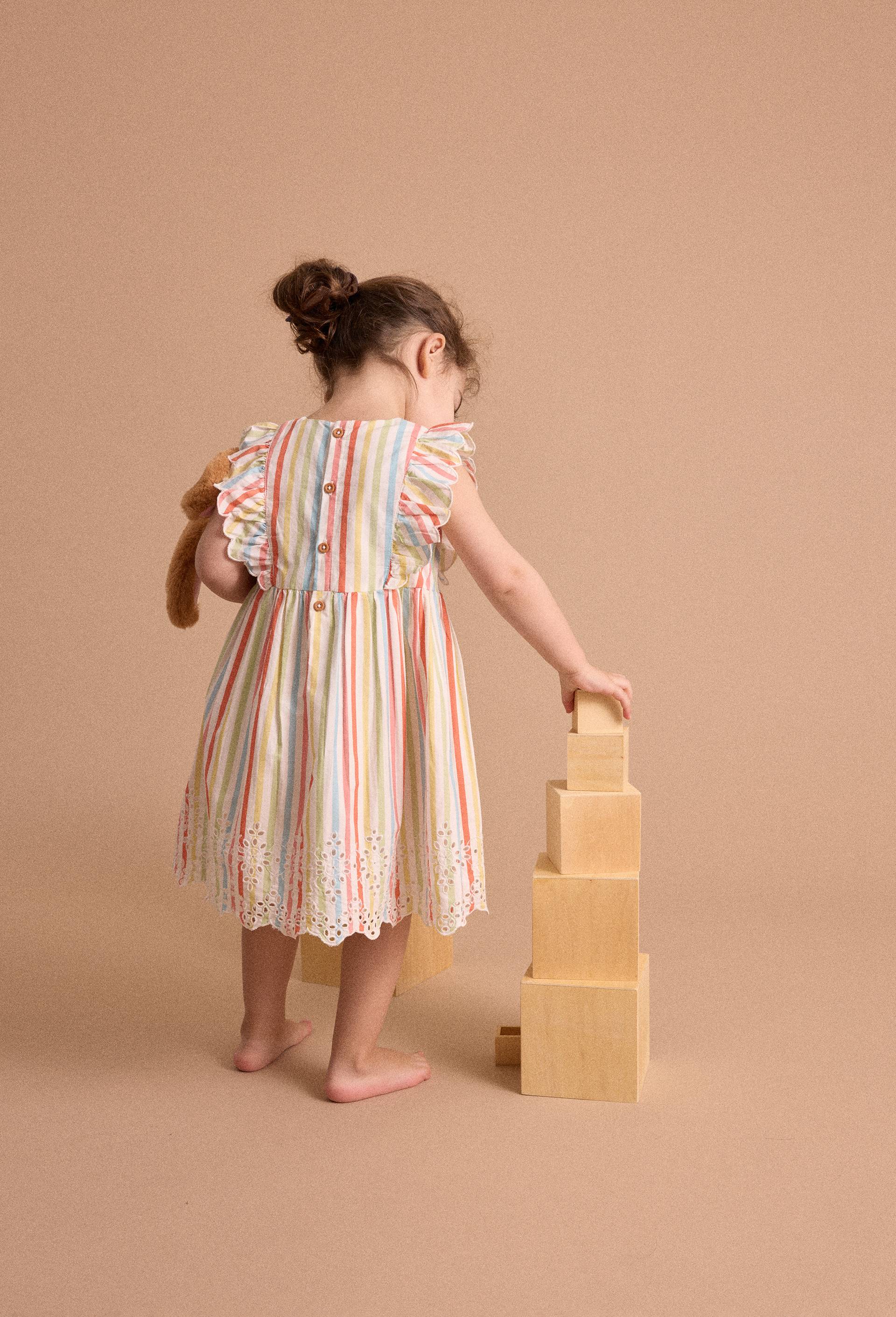 Robe rayée en coton BIO GOTS, Beige clair, large image number 1