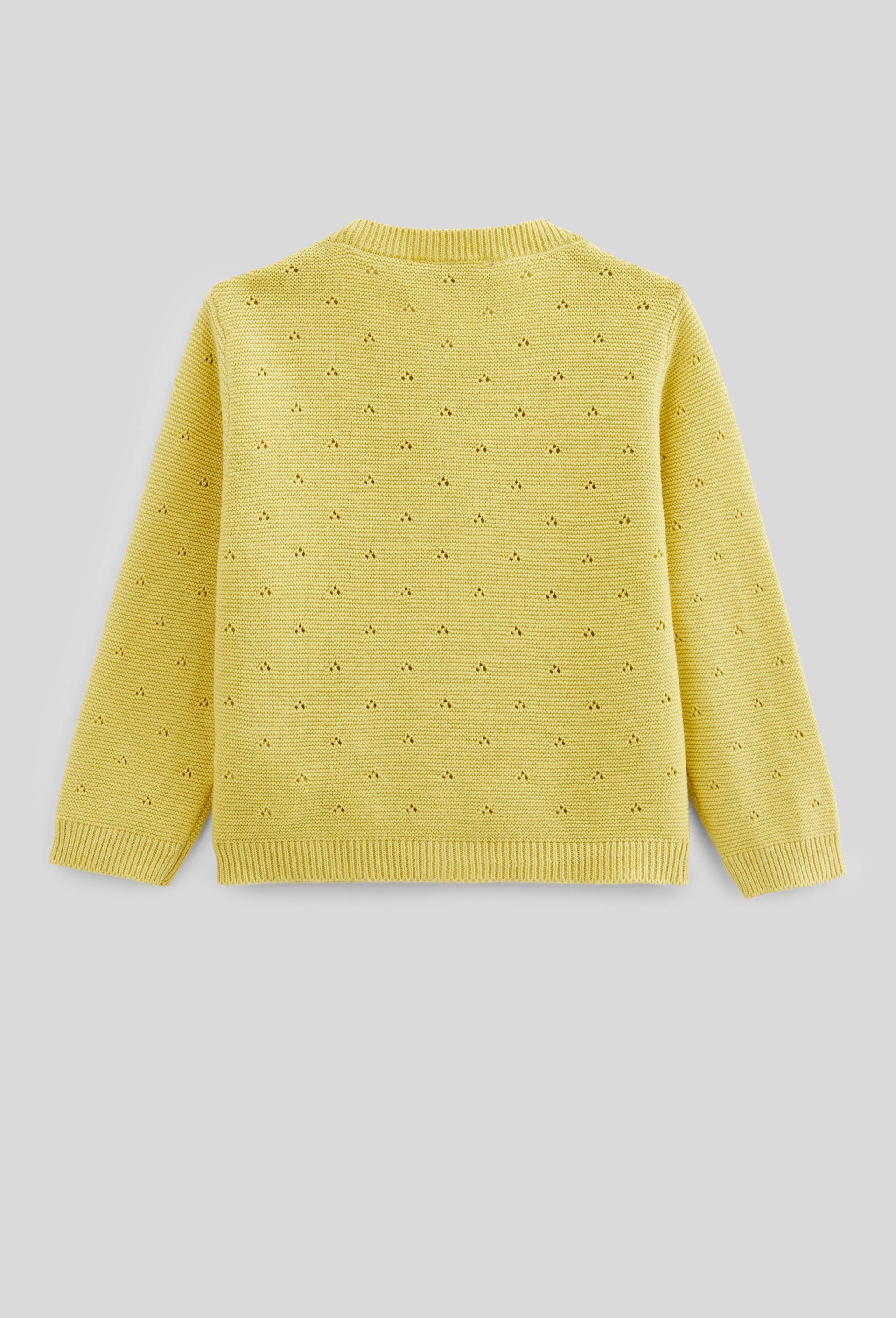 Cardigan maille fantaisie en coton, Jaune, large image number 3