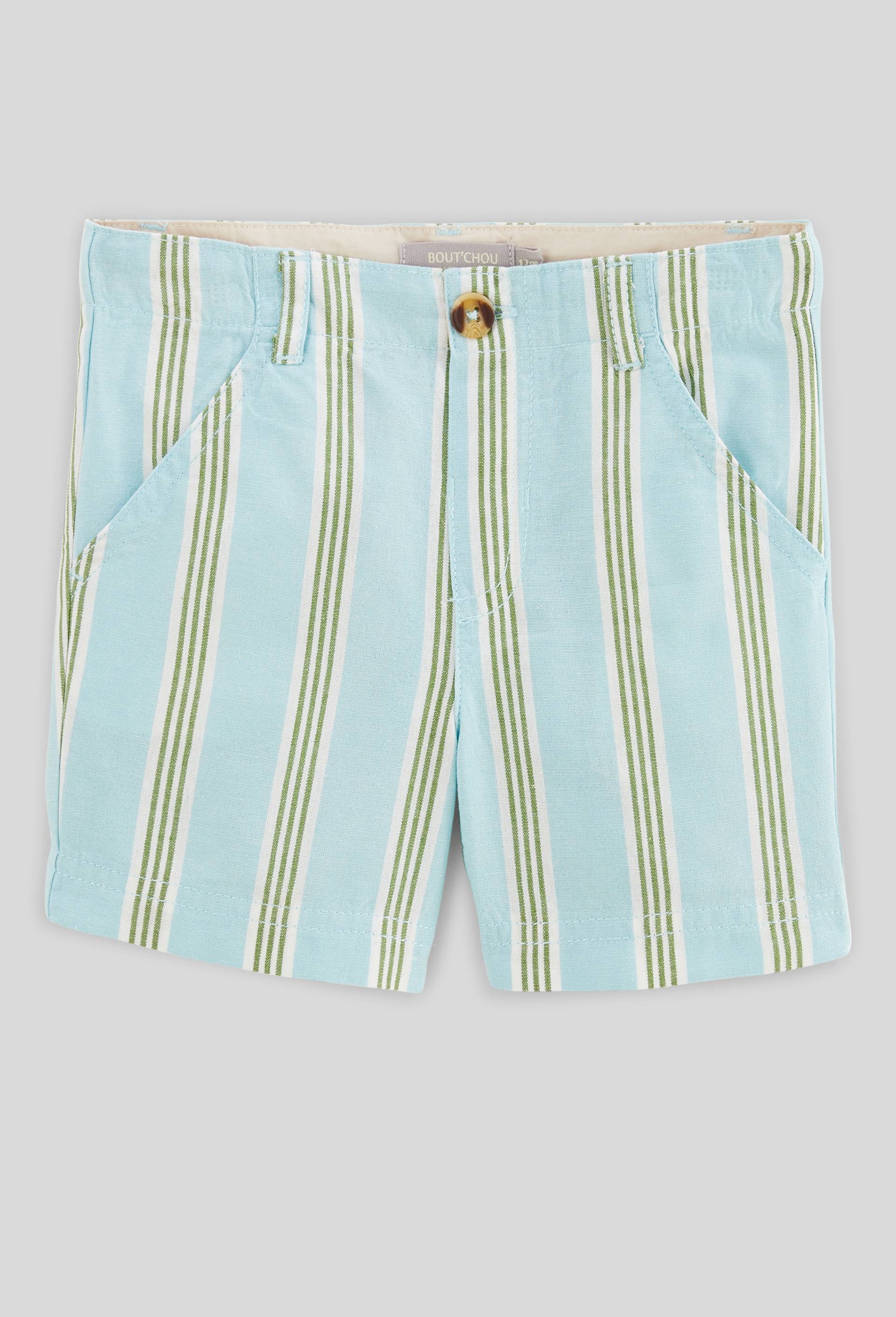 Short rayé en coton BIO GOTS, Bleu, large image number 0.0
