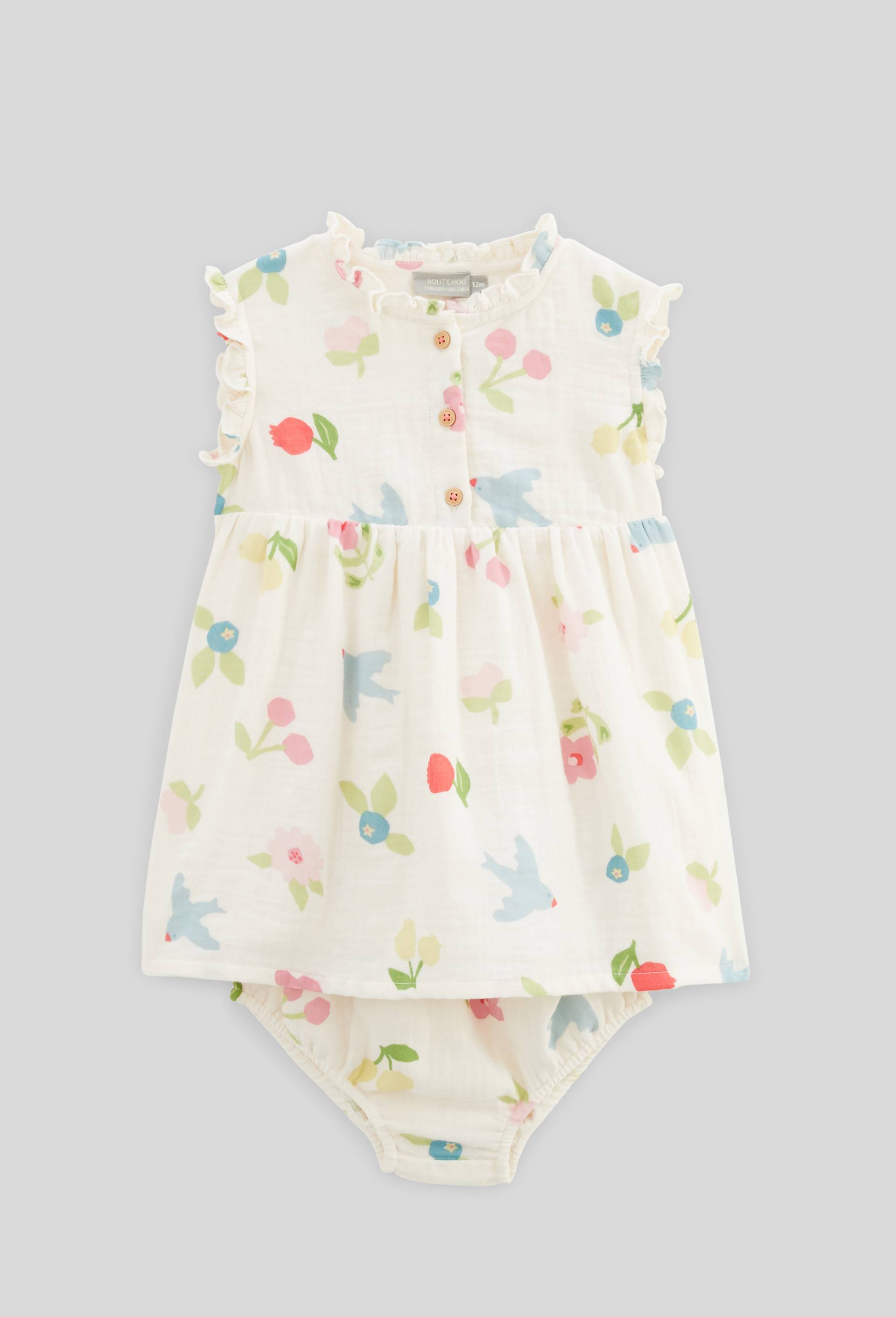 Robe avec bloomer imprimés en coton BIO GOTS, Beige clair, large image number 0