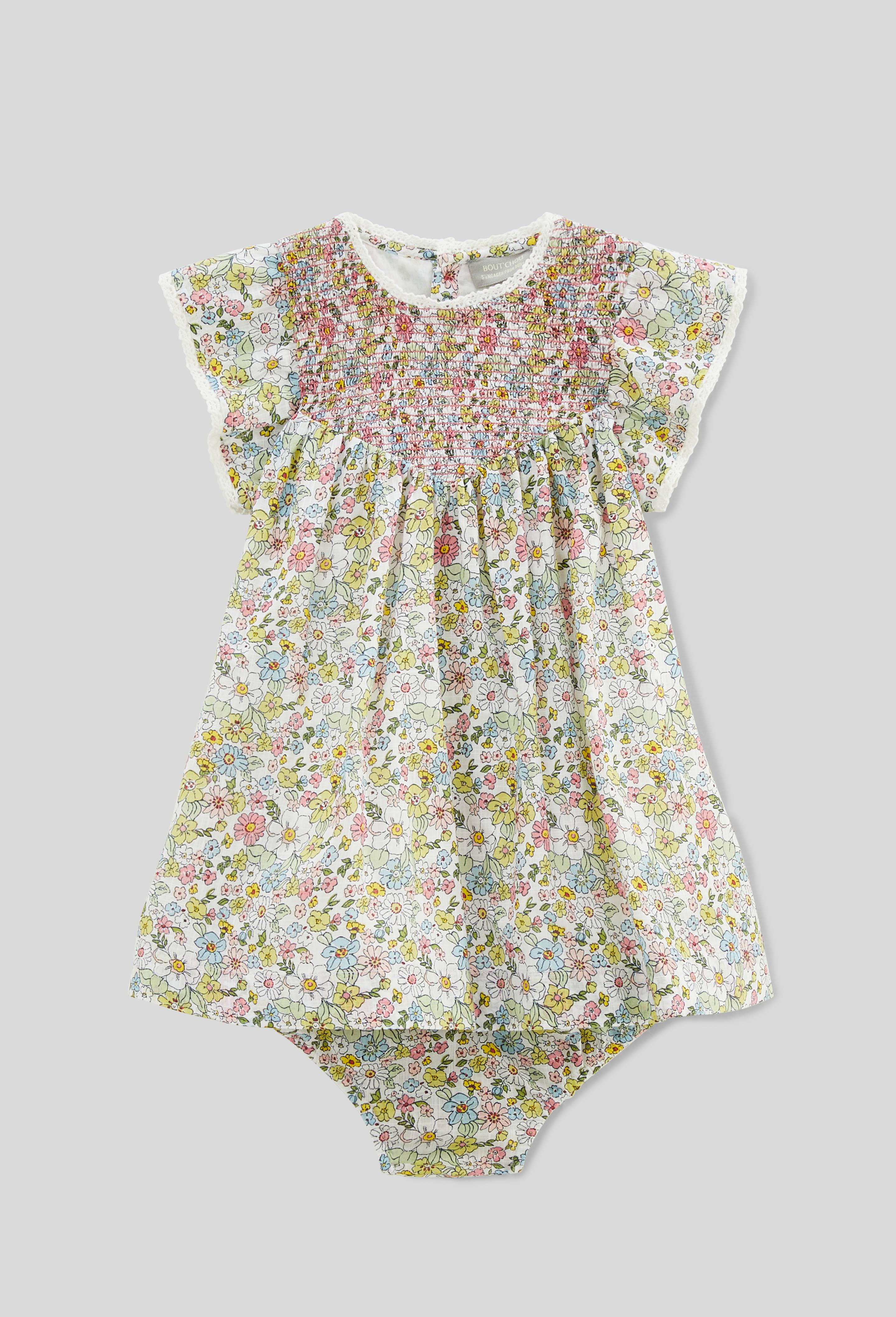 Robe avec bloomer imprimés en coton BIO GOTS, Ecru, large image number 0