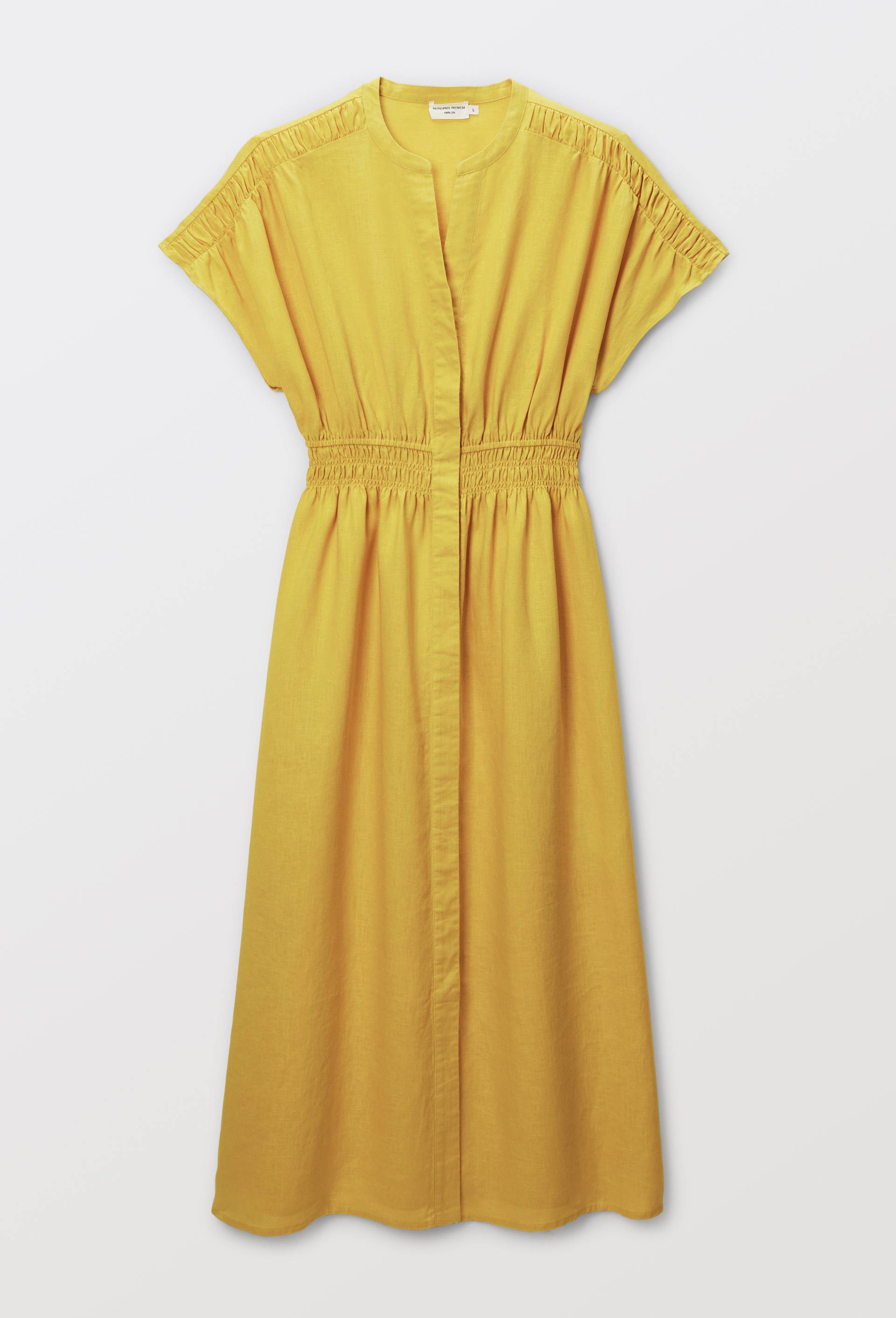 Robe midi unie en lin, Jaune, large image number 2.0
