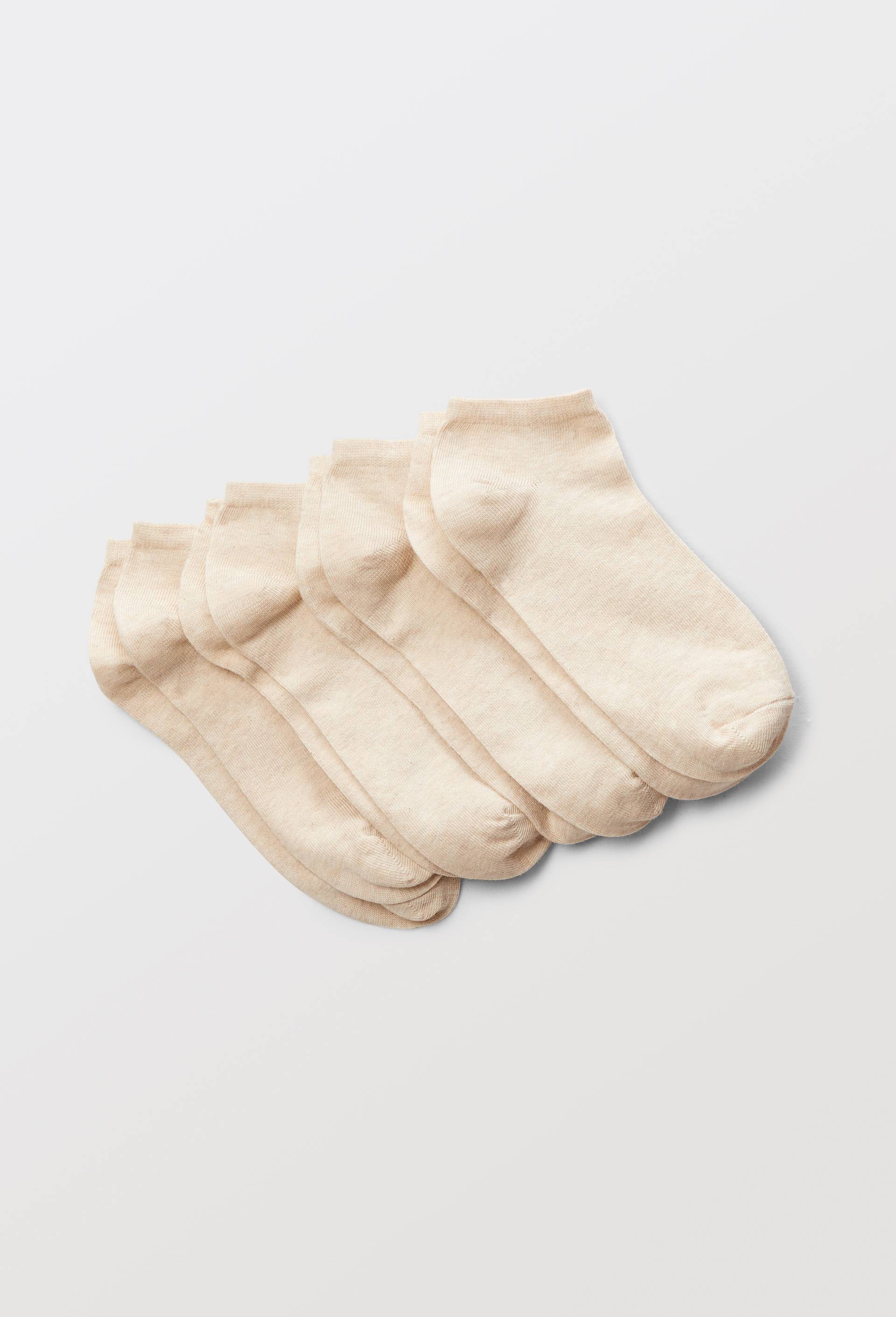 Lot de 4 paires de mini-socquettes unies en coton, Beige, large image number 0