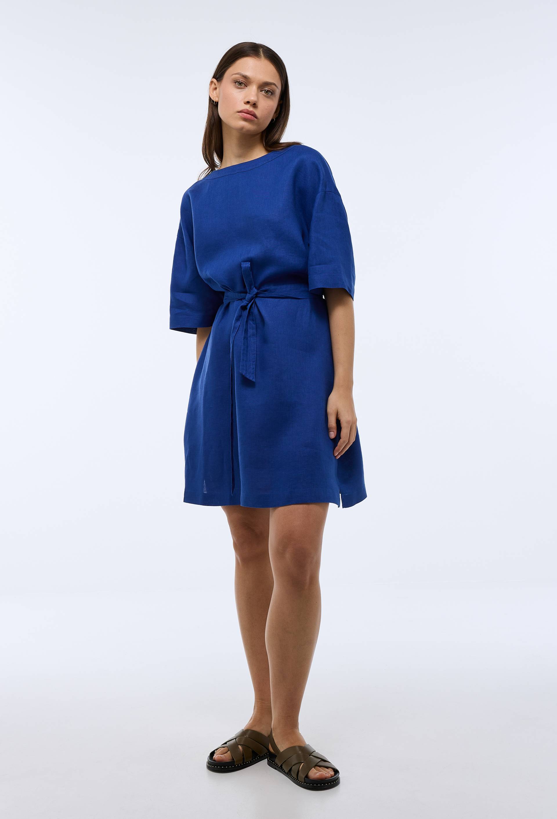 Robe Chic Monoprix Marine à Fils Brillants – Taille 40/42, Coton Stretch, Sans étiquette