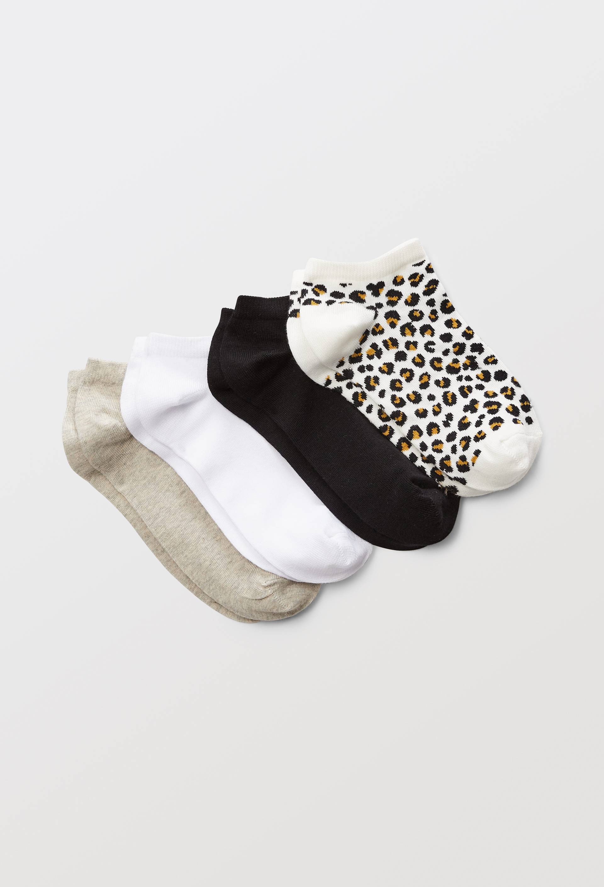 Lot de 4 paires de mini-socquettes fantaisie avec un motif en coton, Blanc, swatch image