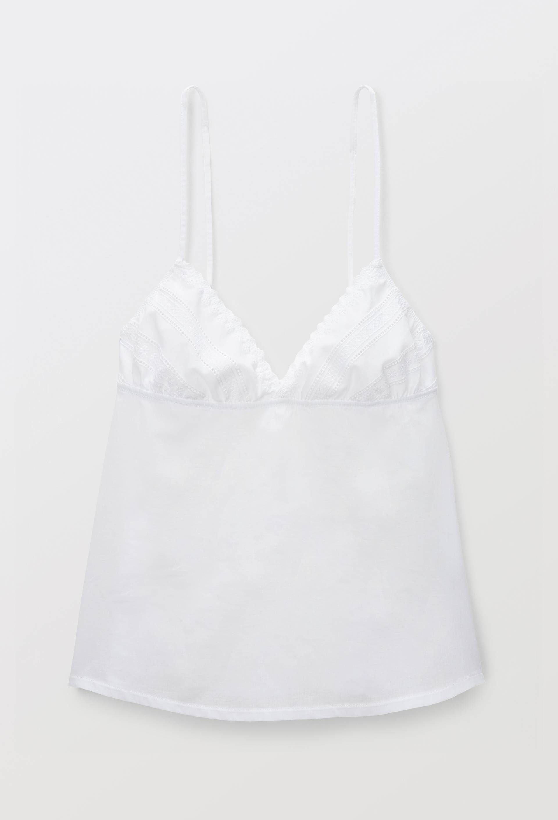 Caraco fines bretelles avec broderie anglaise en coton, Blanc, large image number 2