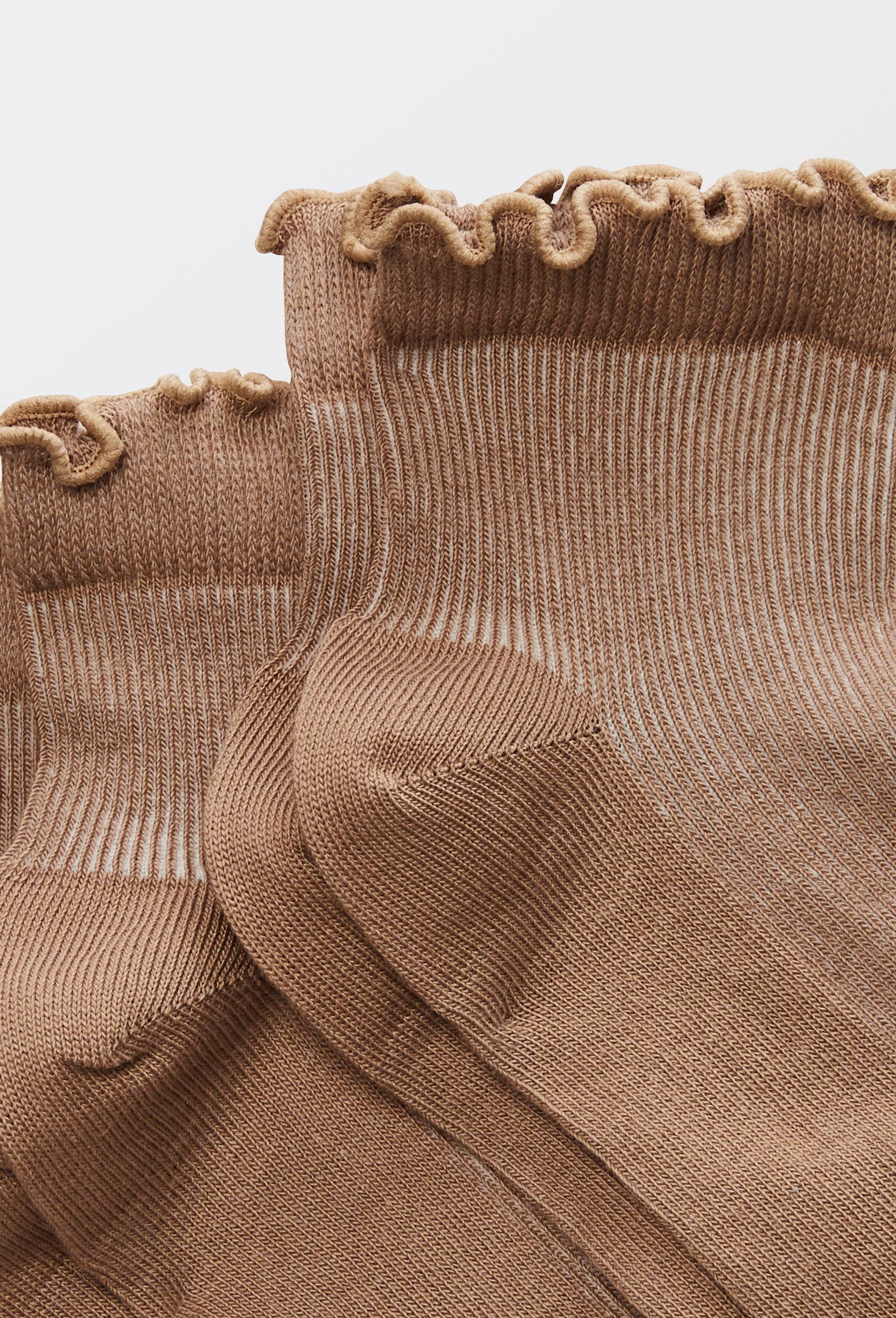Lot de 2 paires de socquettes &agrave; bord fantaisie en coton, Beige, large image number 1