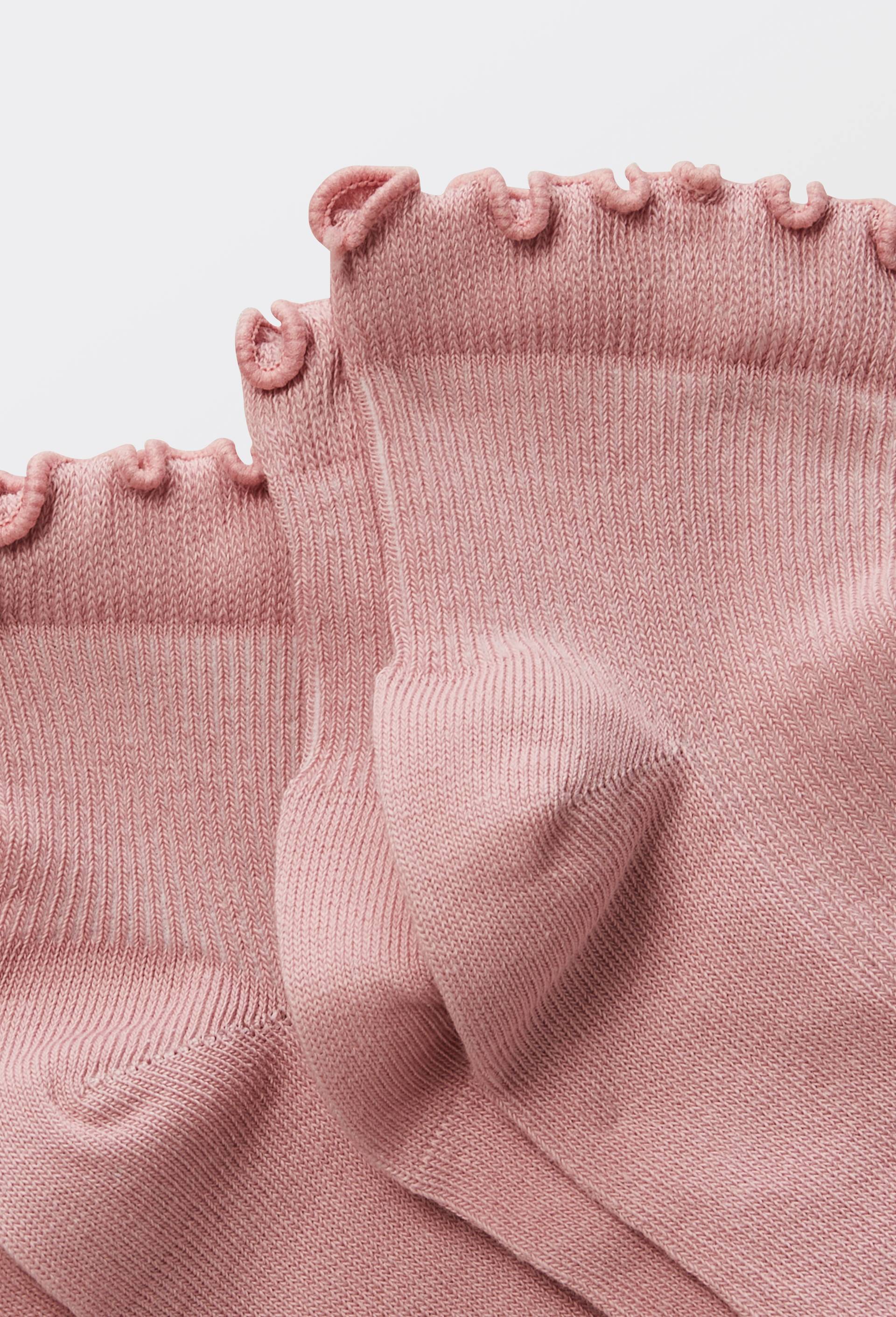 Lot de 2 paires de socquettes &agrave; bord fantaisie en coton, Rose, large image number 1.0