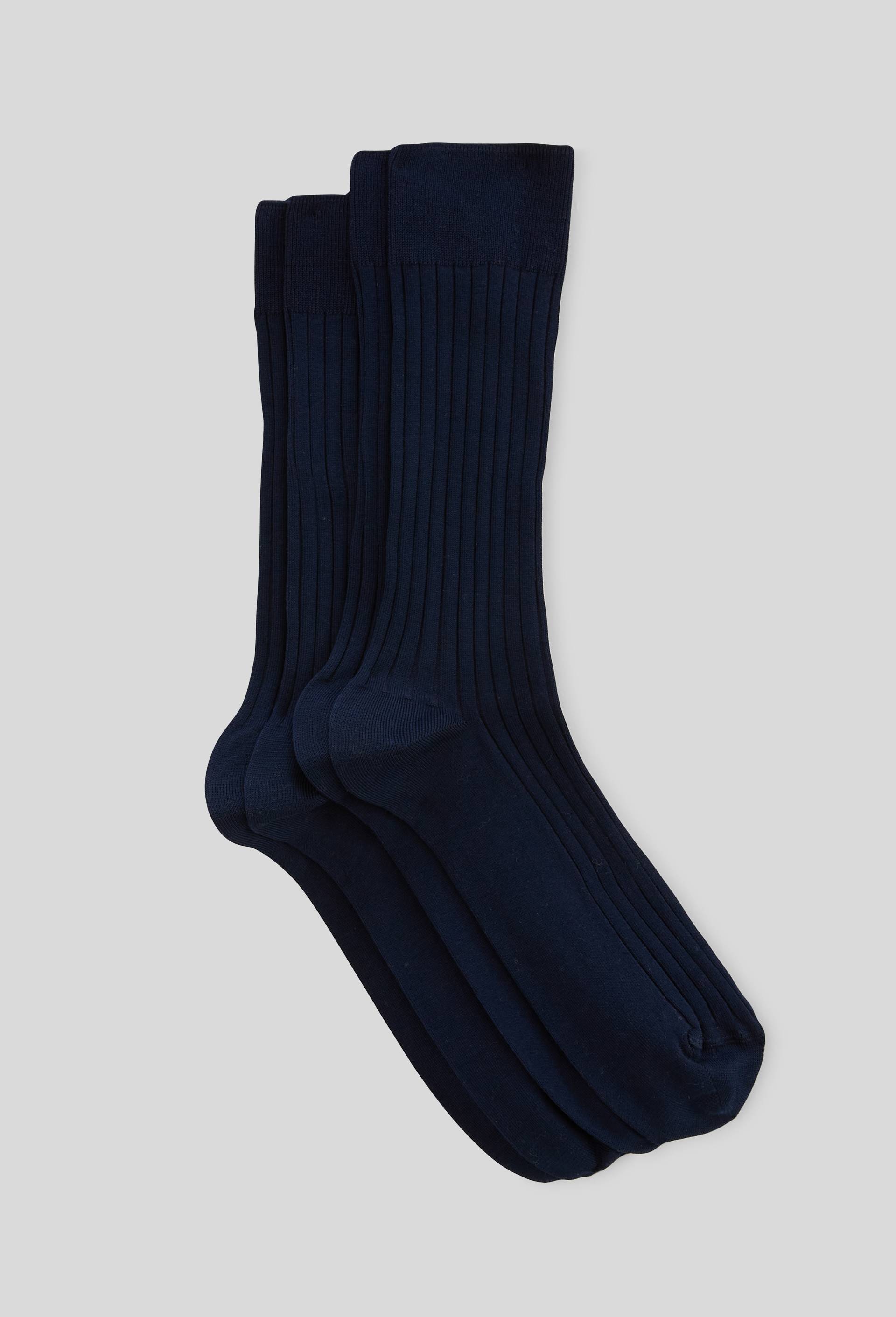 Lot de 2 chaussettes à côtes en fil d'écosse en coton, BLEU, large image number 0