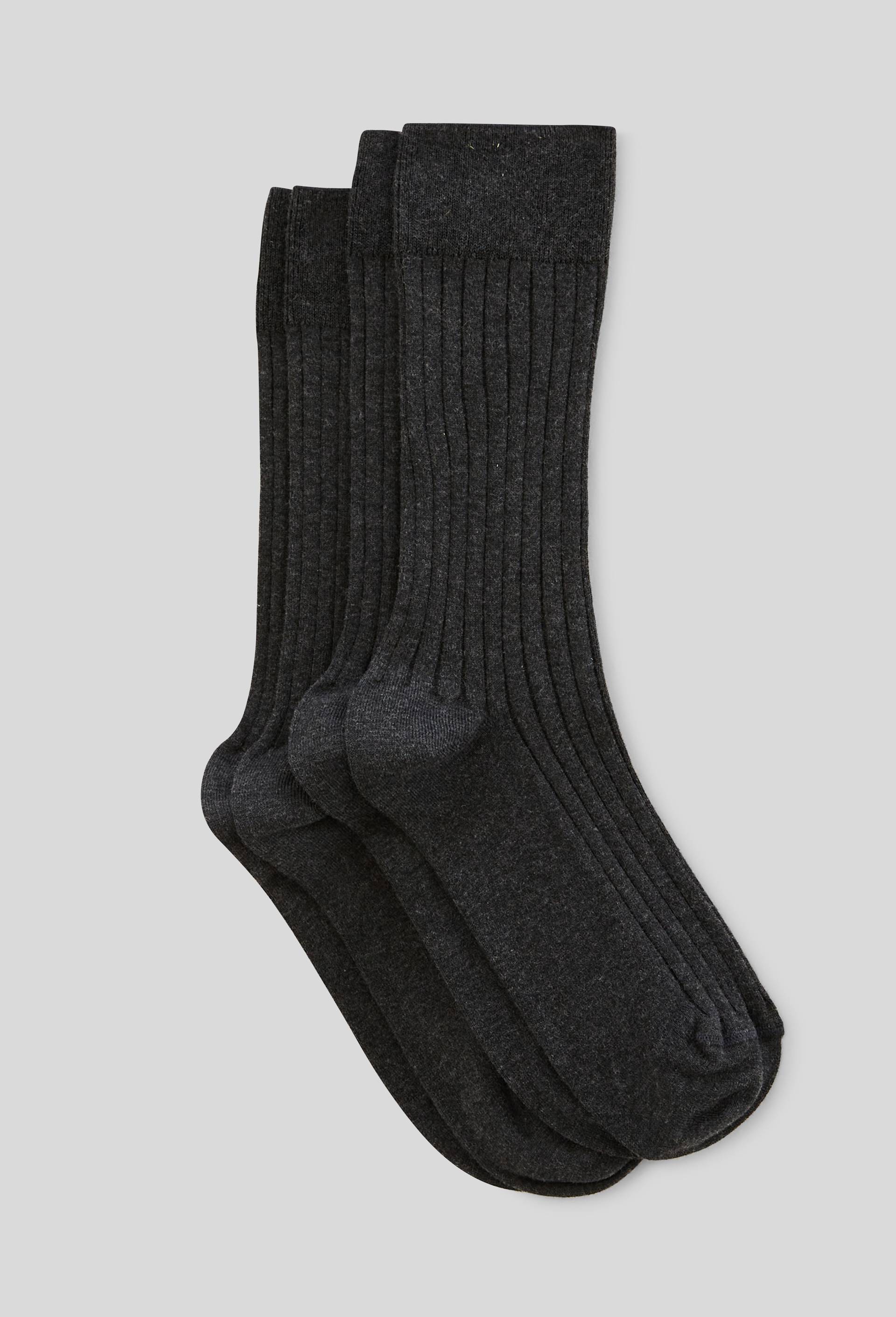 Lot de 2 chaussettes à côtes en fil d'écosse en coton, Gris, swatch image