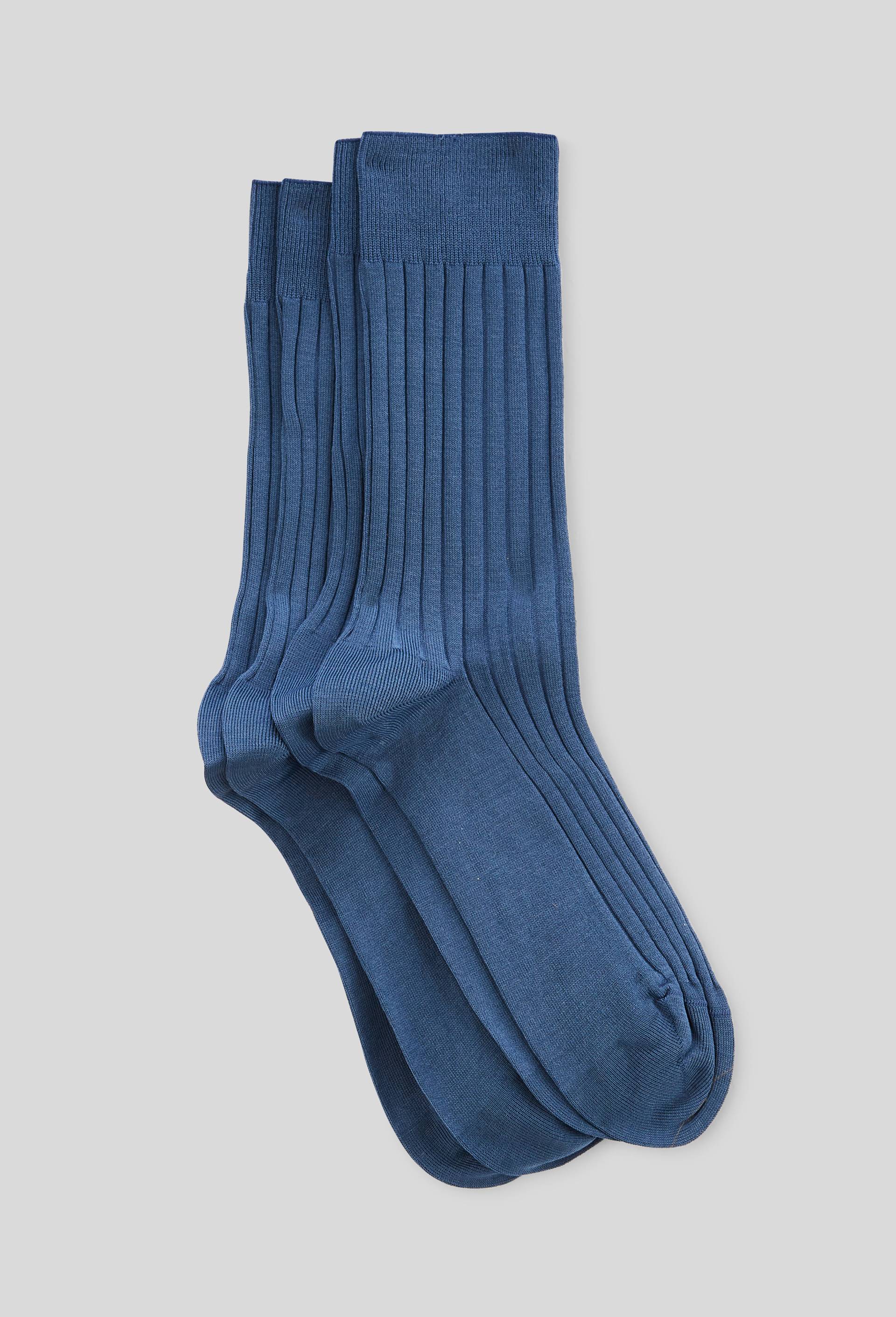 Lot de 2 chaussettes à côtes en fil d'écosse en coton, Bleu foncé, swatch image