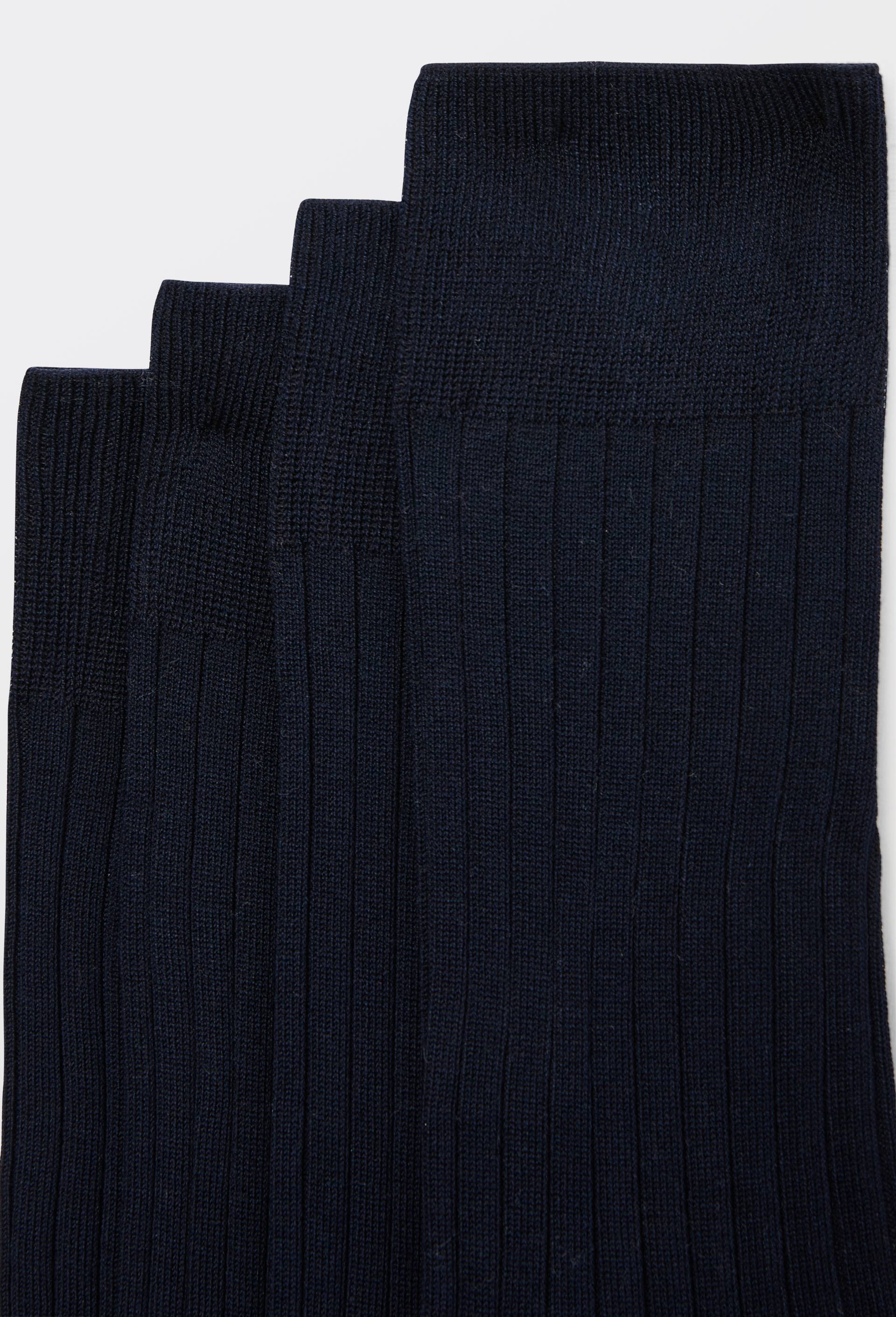 Lot de 2 chaussettes &agrave; c&ocirc;tes en fil d'&eacute;cosse en coton, Bleu fonc&eacute;, large image number 1.0