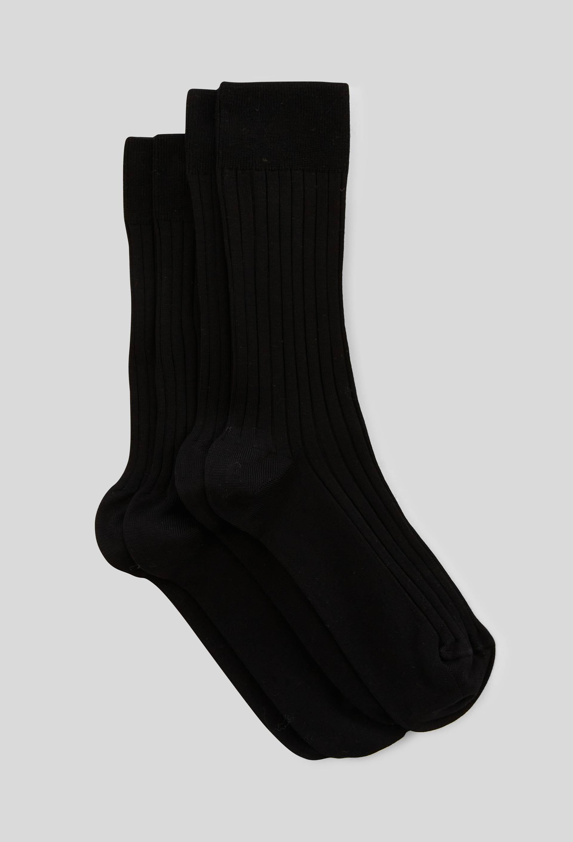 Lot de 2 chaussettes &agrave; c&ocirc;tes en fil d'&eacute;cosse en coton, Noir, large image number 0