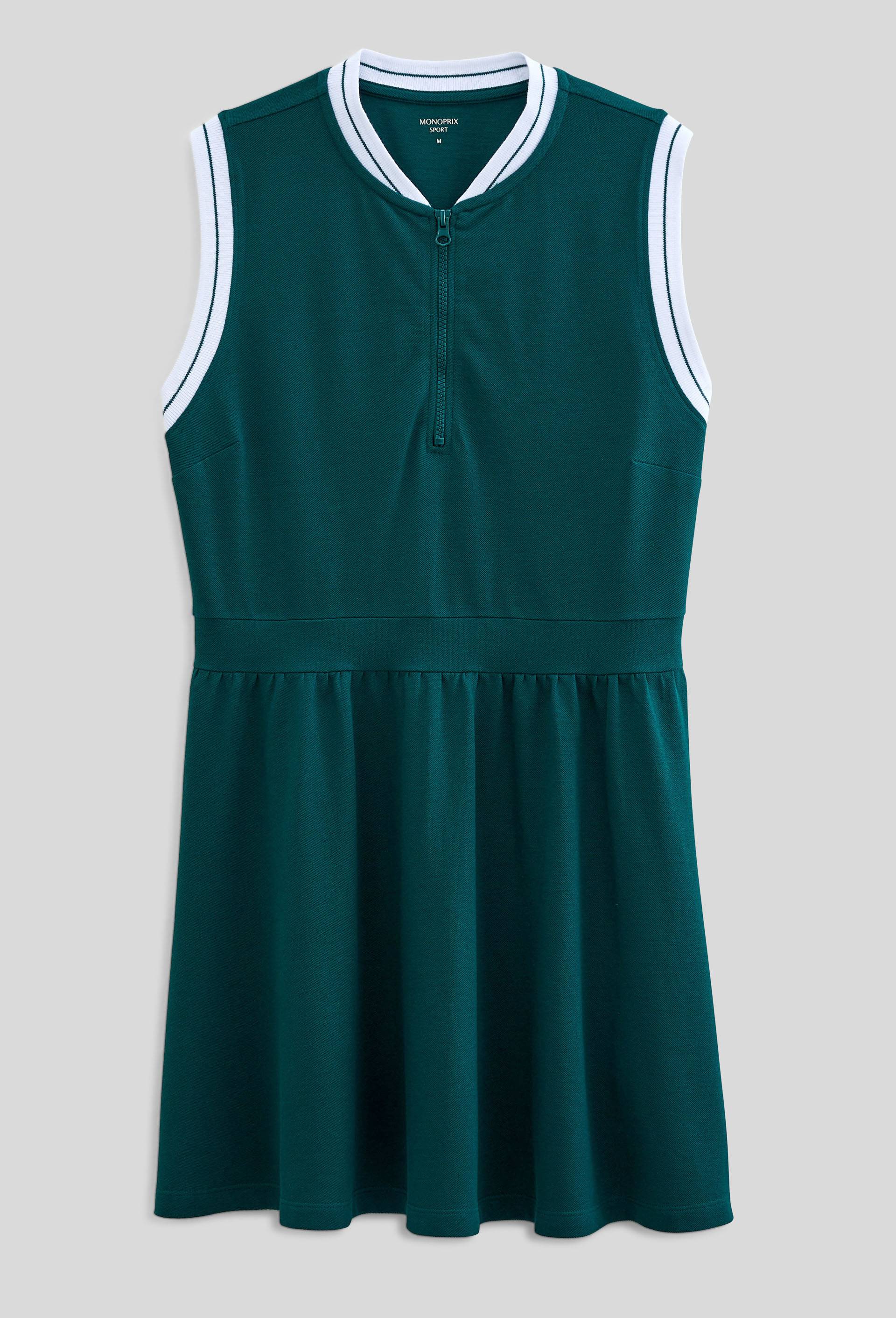 Robe polo sans manches unie en coton BIO, Vert fonc&eacute;, large image number 3
