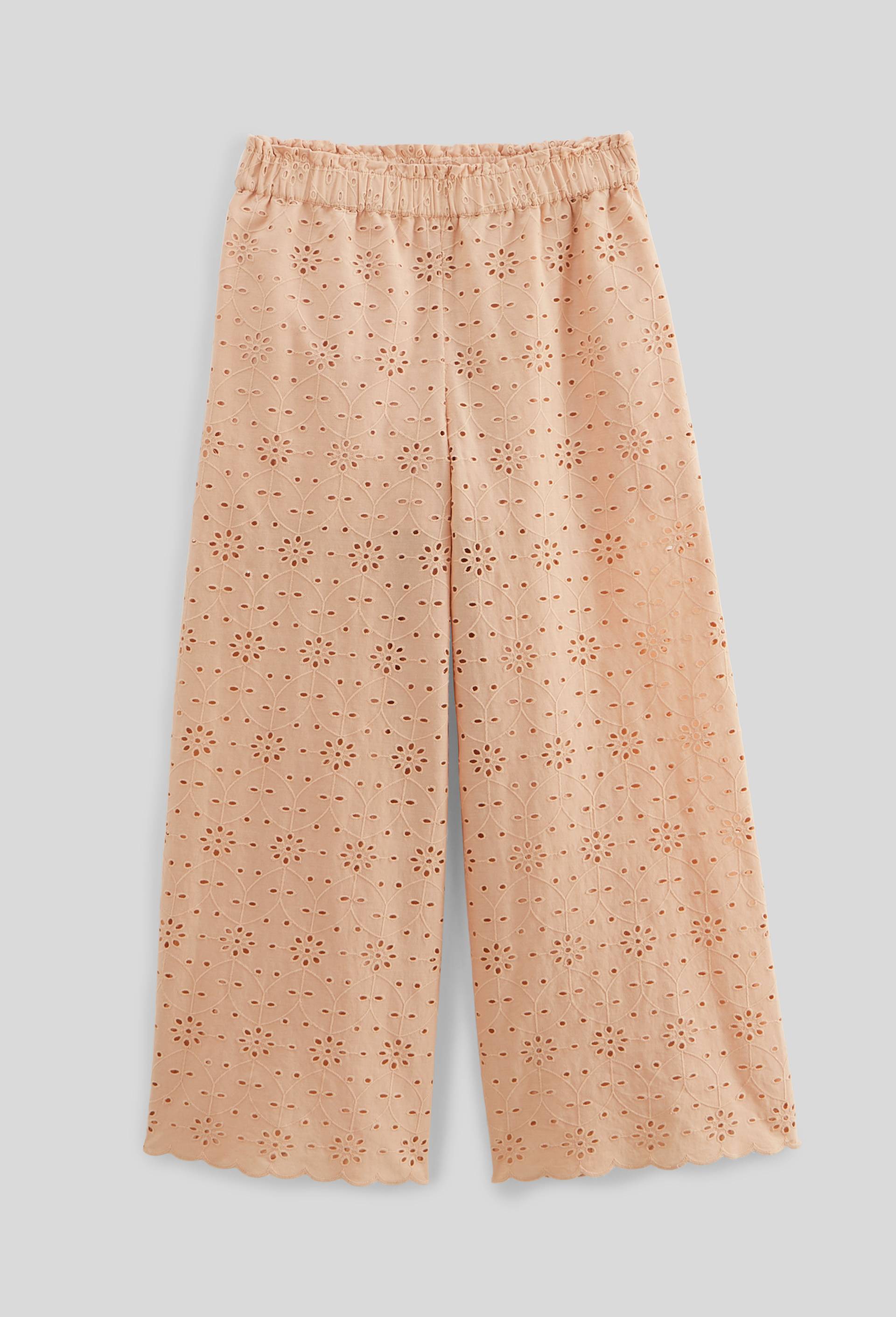 Pantalon brod&eacute; en coton, Beige, large image number 1
