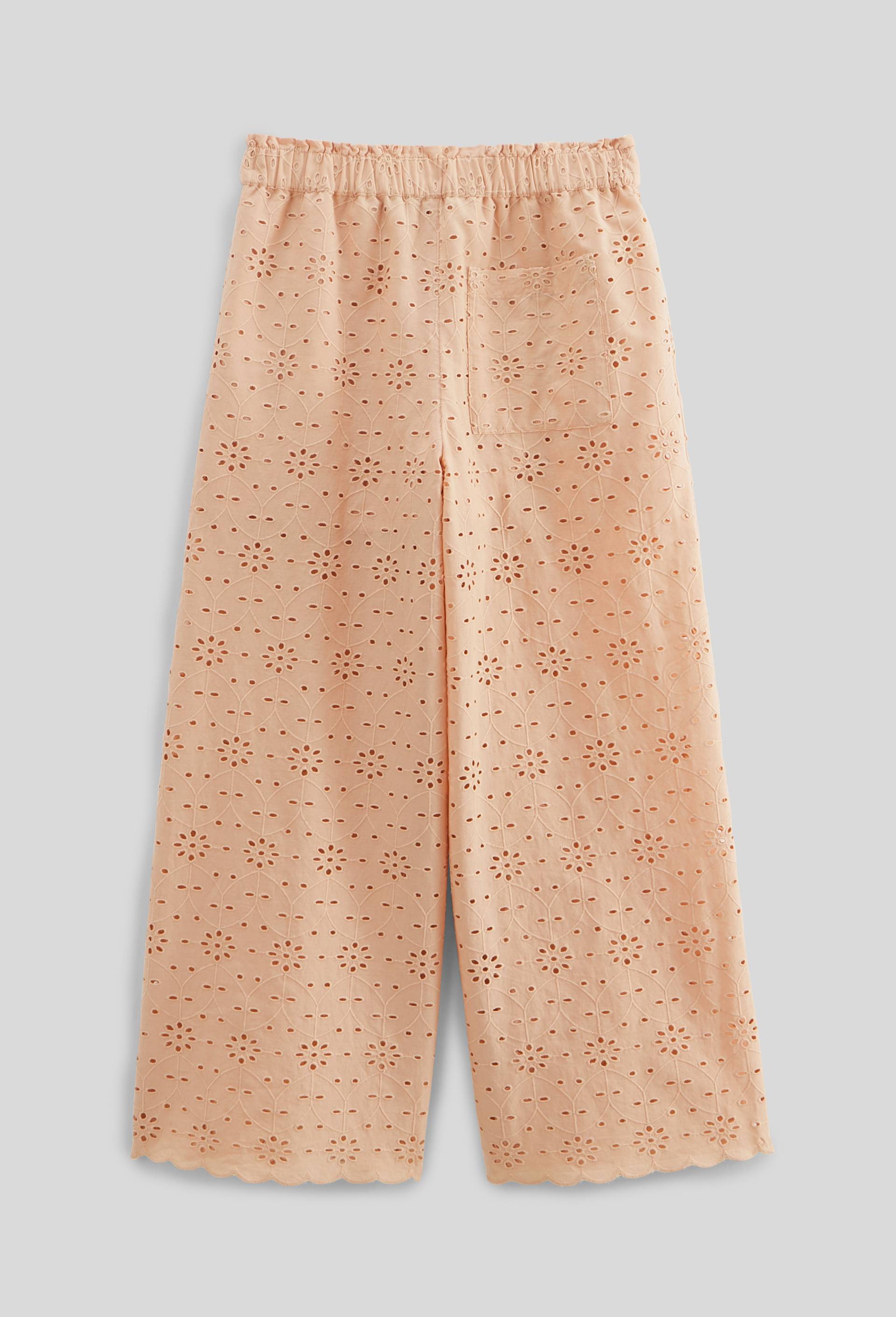 Pantalon brod&eacute; en coton, Beige, large image number 2.0