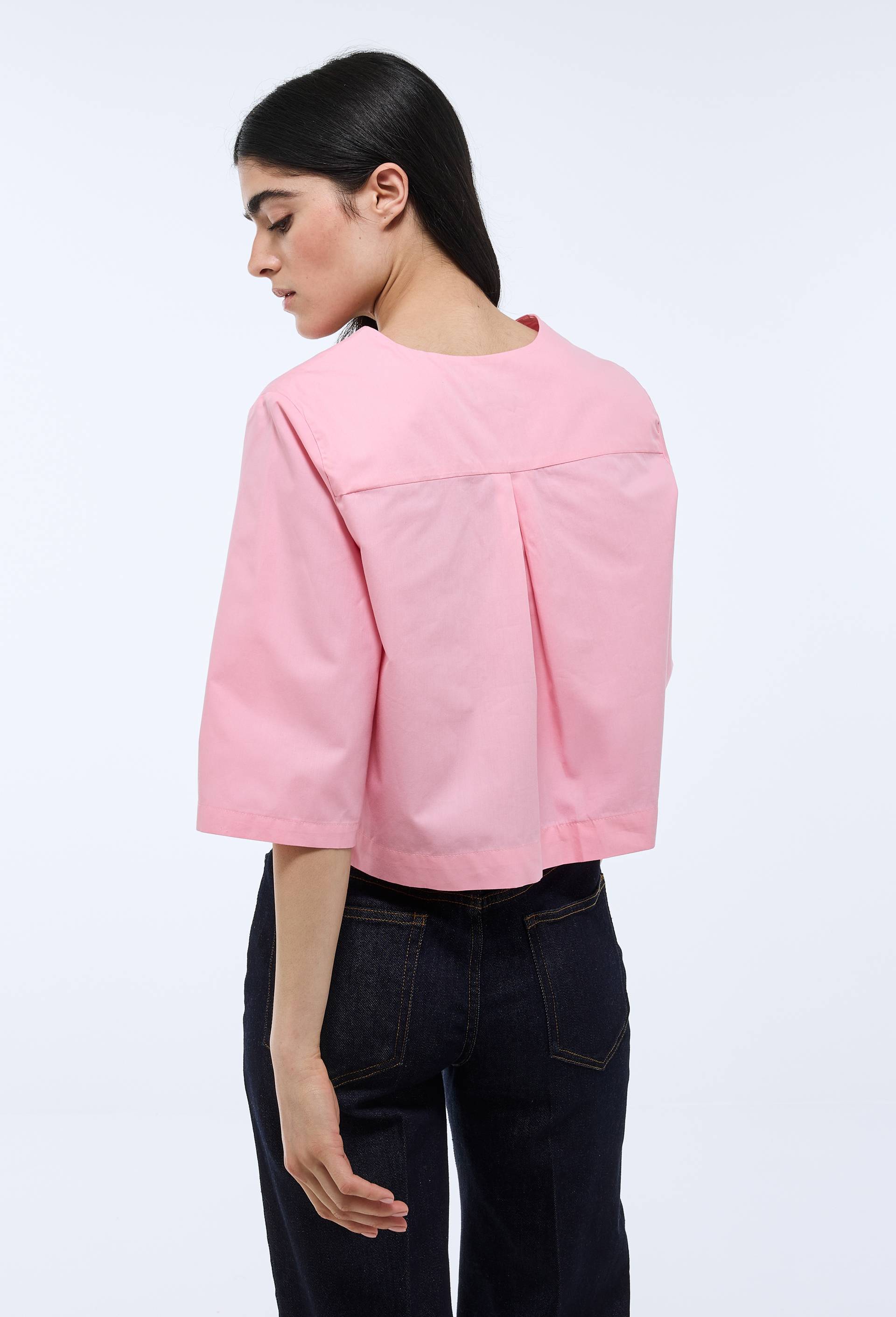 Top manches courtes uni en coton, Rose, large image number 1.0
