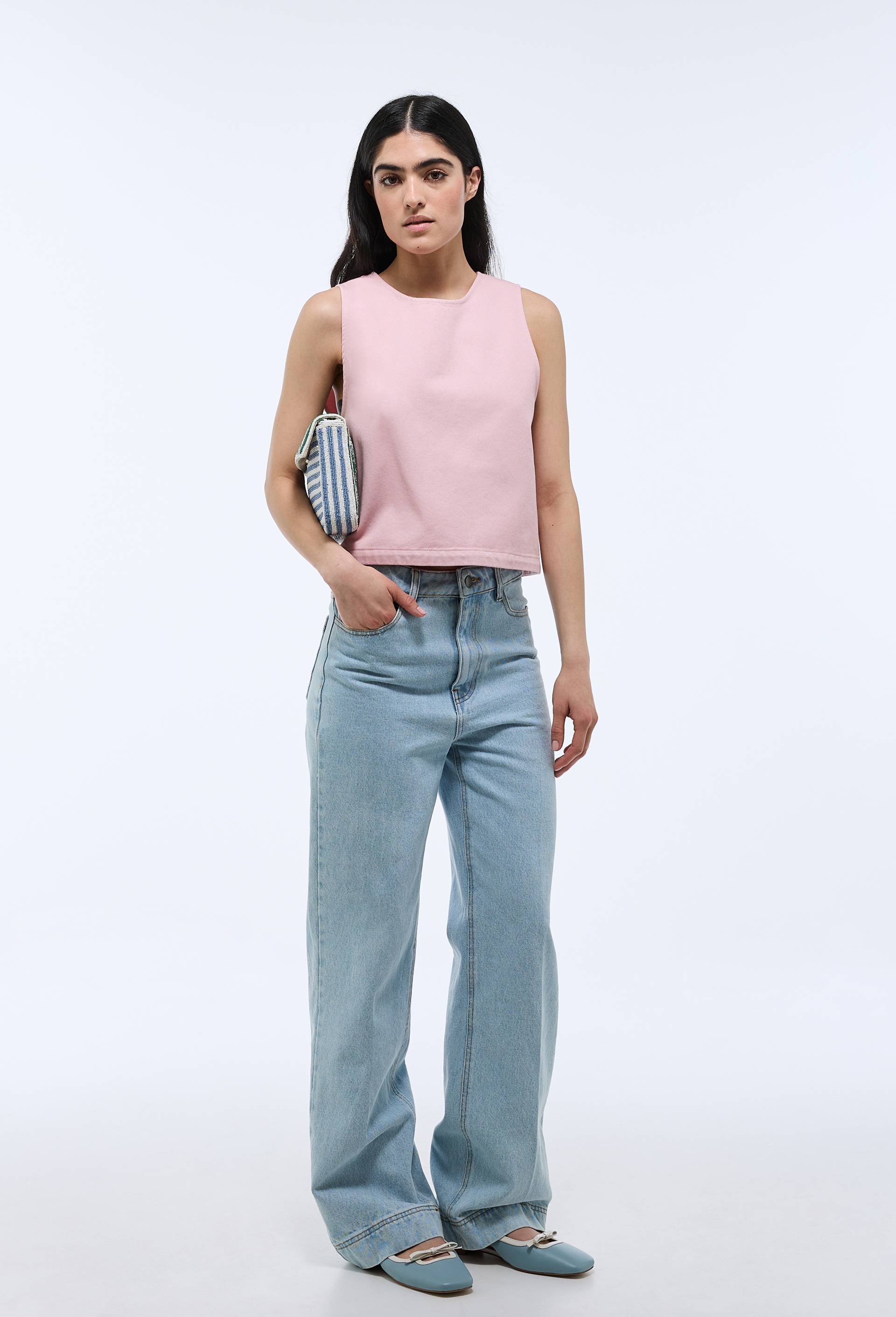 Top sans manches uni en coton BIO GOTS, Rose, large image number 0