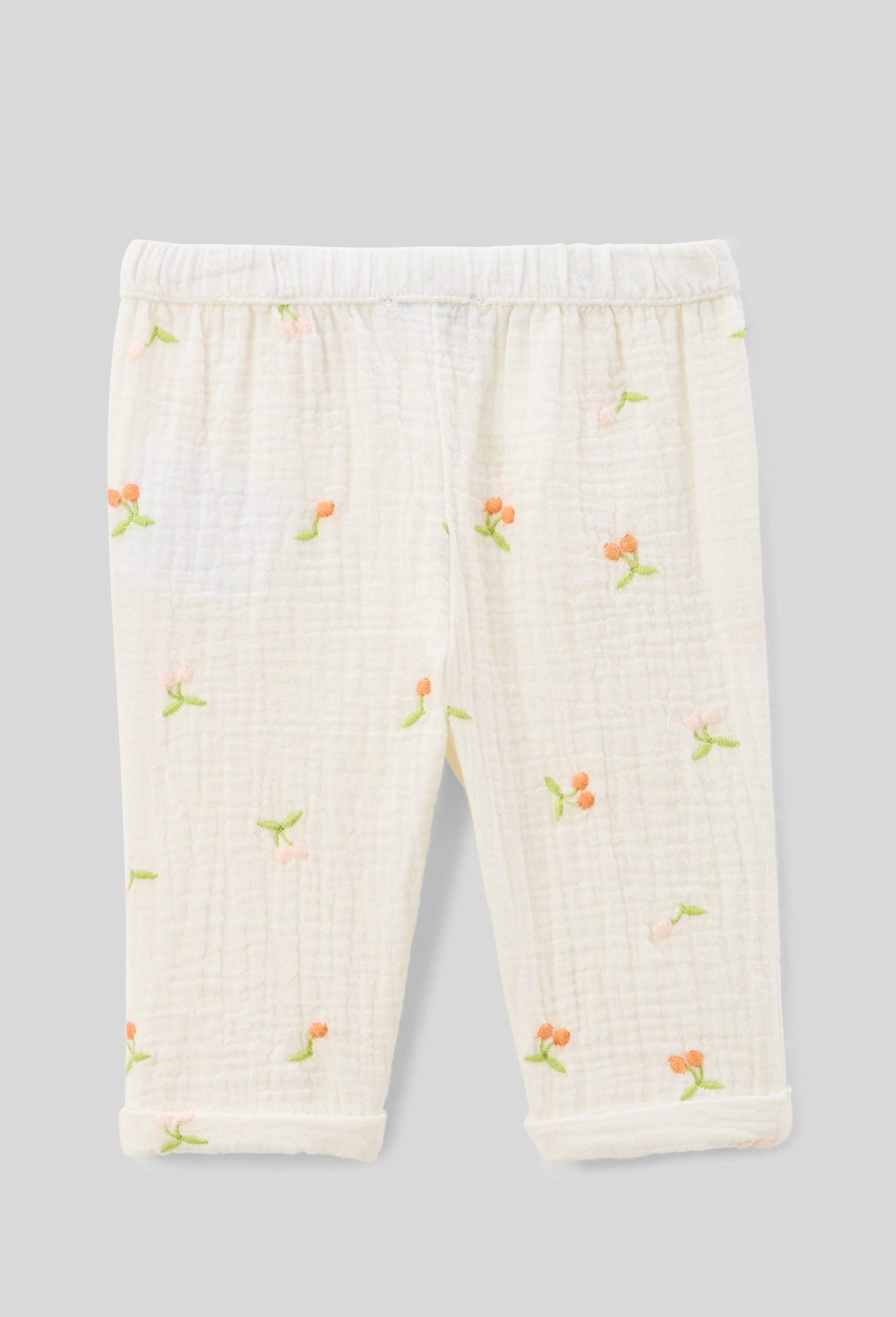 Pantalon en gaze avec broderies, Ecru, large image number 1
