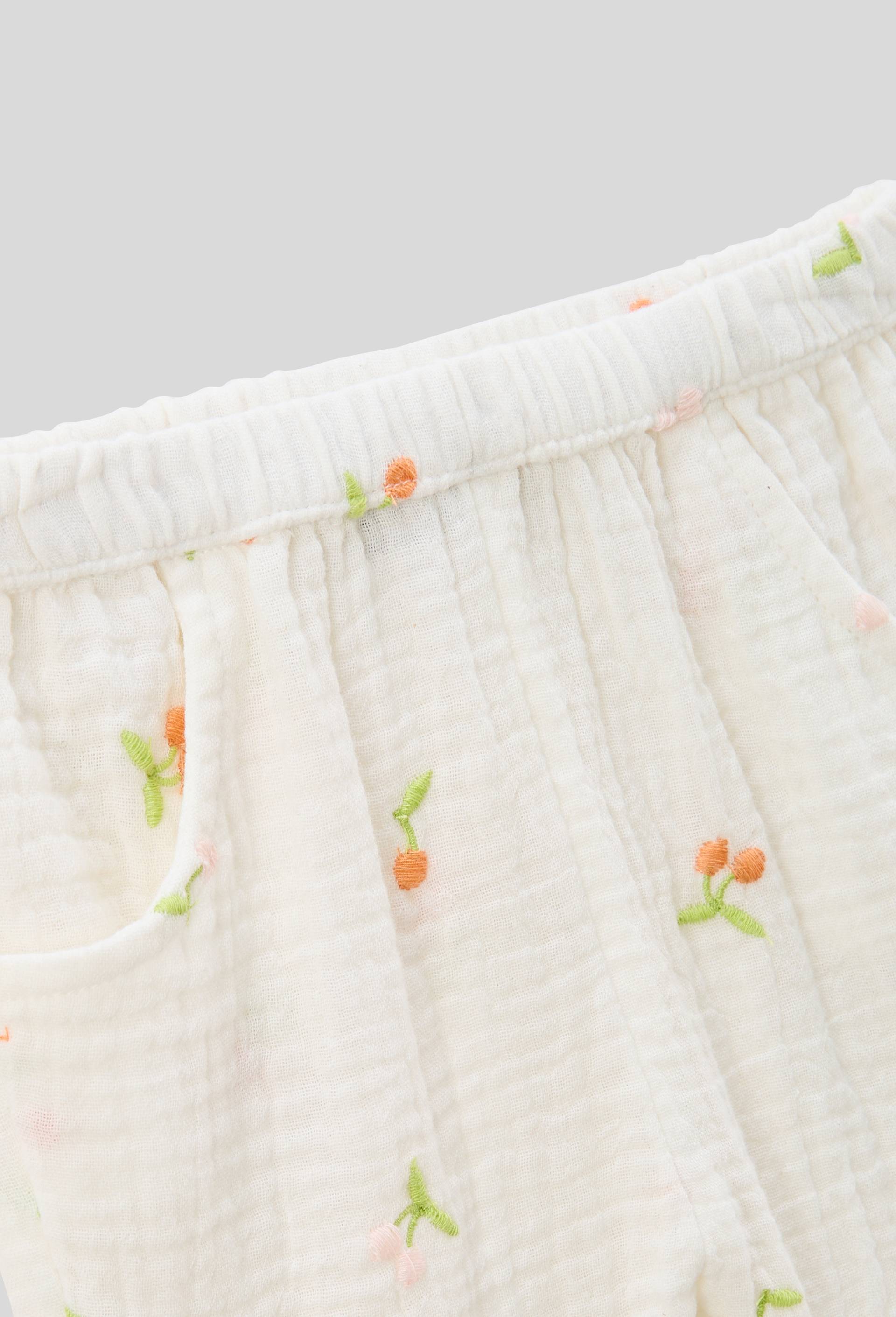 Pantalon en gaze avec broderies, Ecru, large image number 2