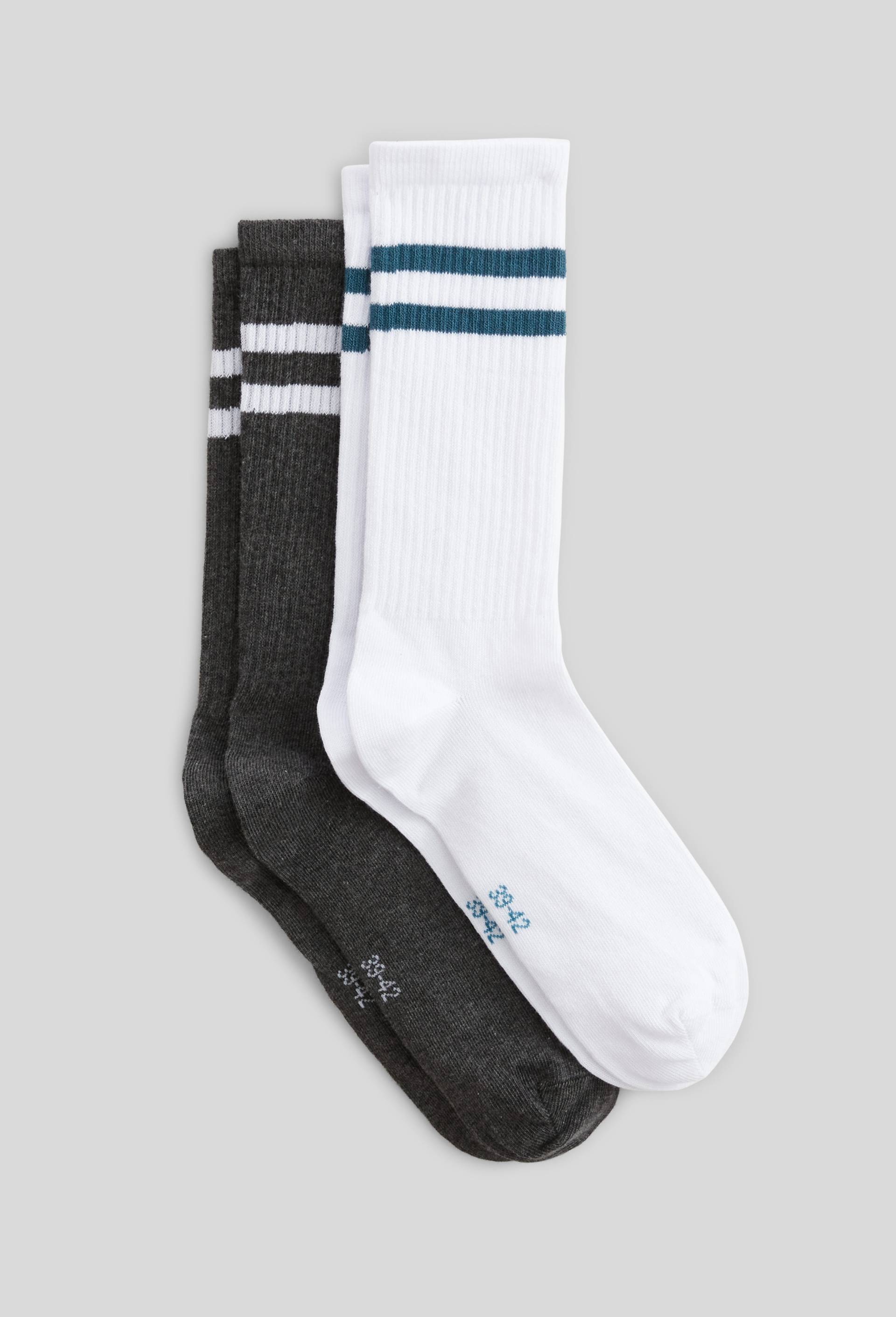 Lot de 2 paires de chaussettes sport fantaisie, Blanc, large image number 0