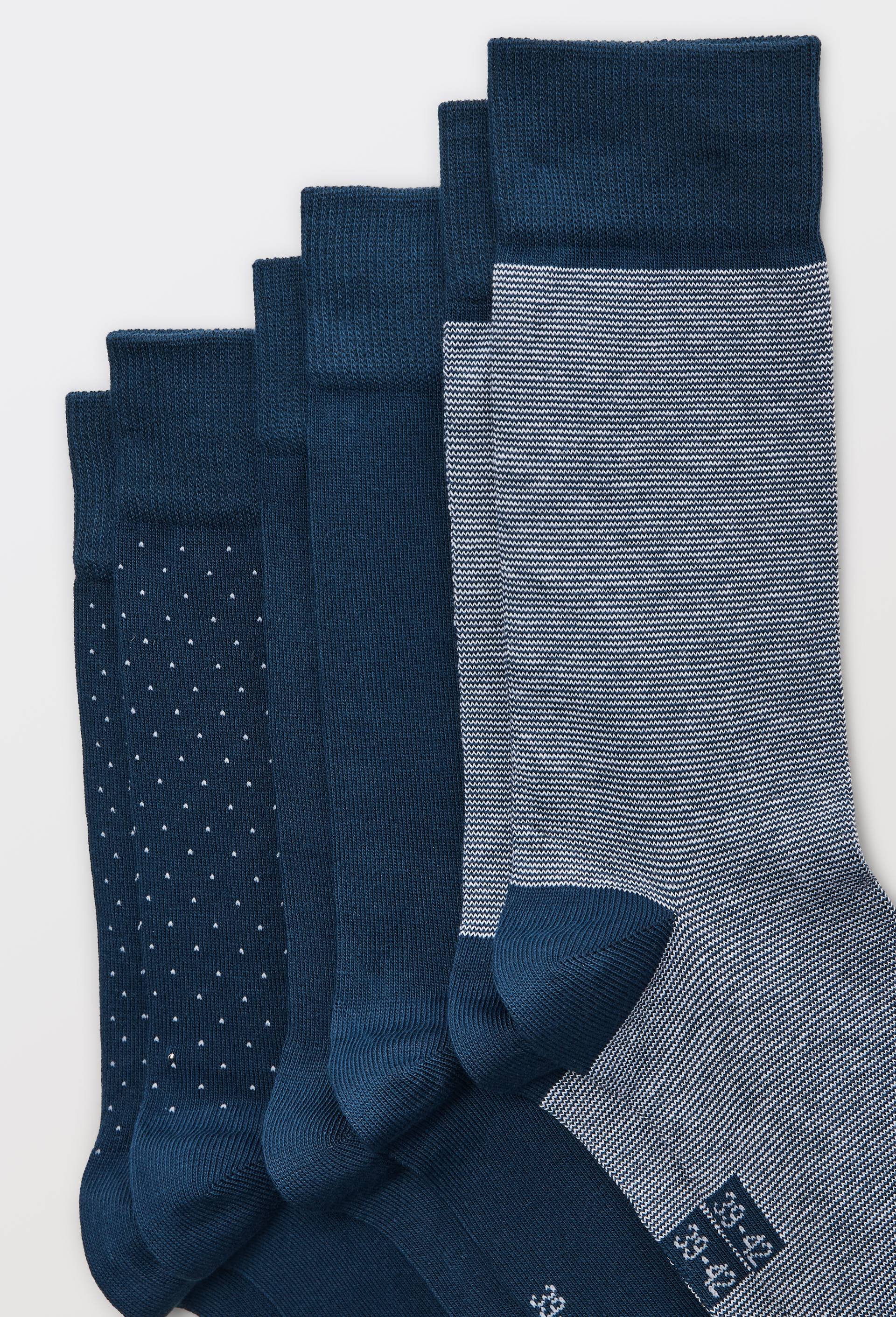 Lot de 3 paires de chaussettes fantaisie en coton, Bleu fonc&eacute;, large image number 1