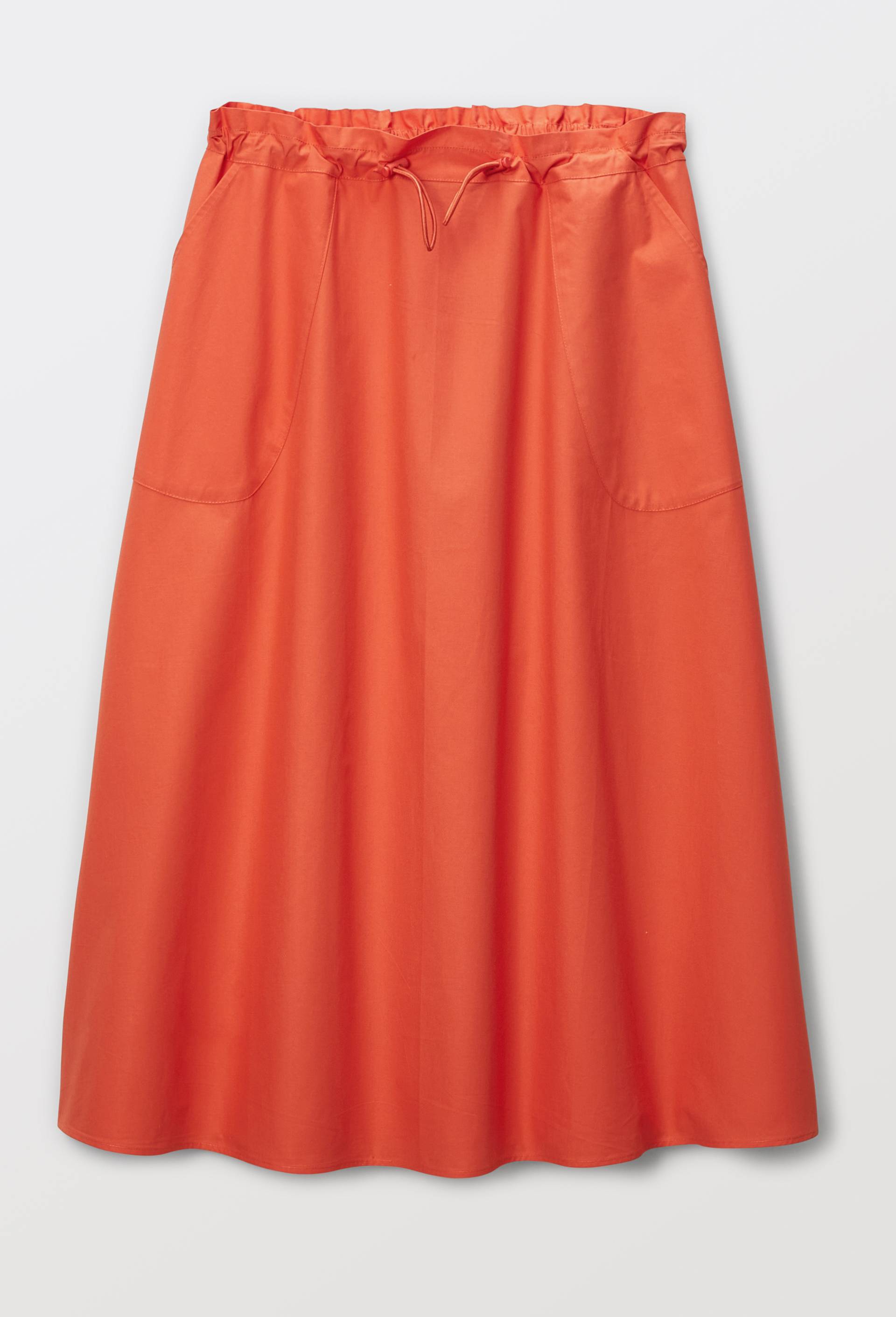 Jupe midi &eacute;lastiqu&eacute;e en coton BIO GOTS, Orange, large image number 3