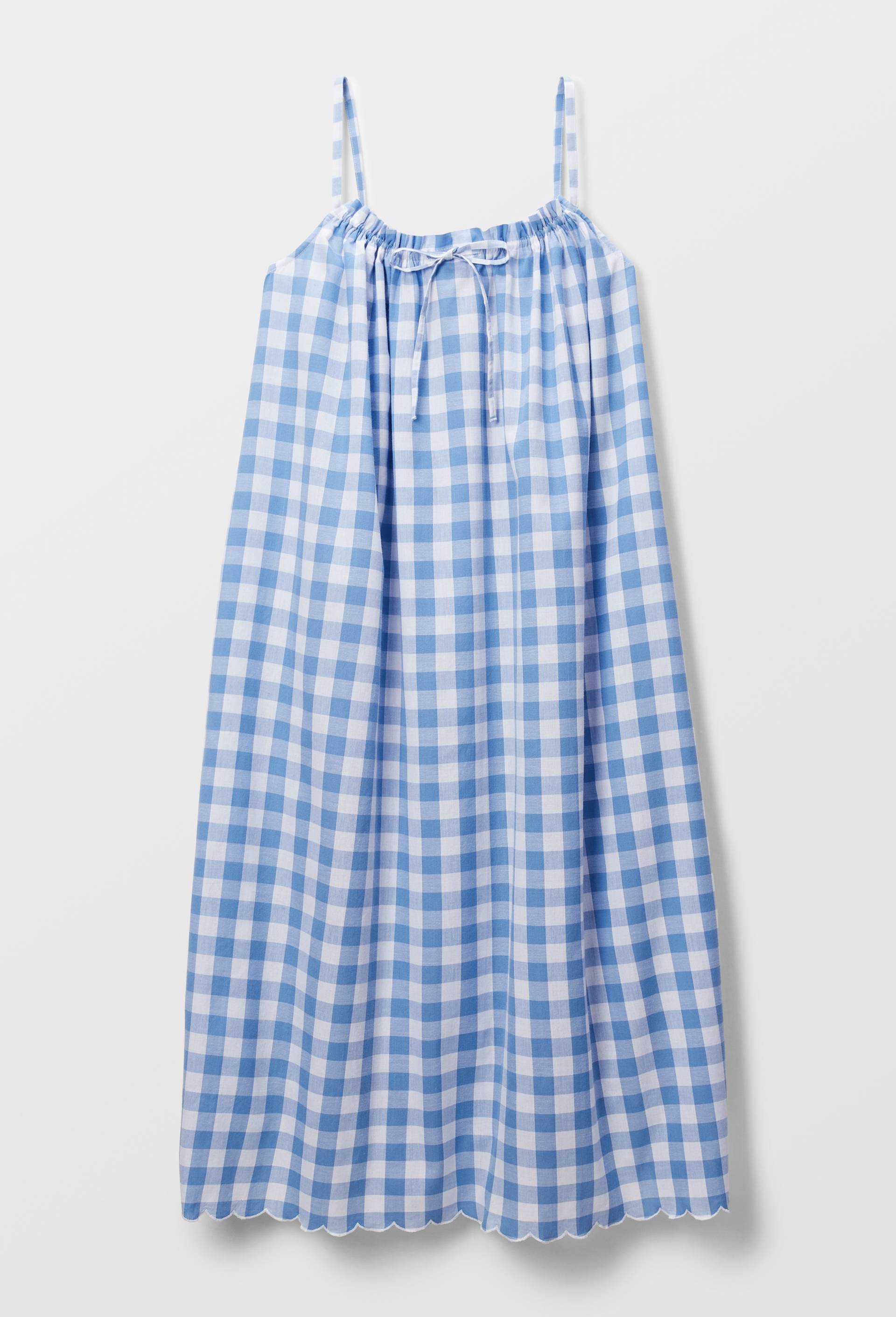 Chemise de nuit vichy en coton bio GOTS, Bleu, large image number 2