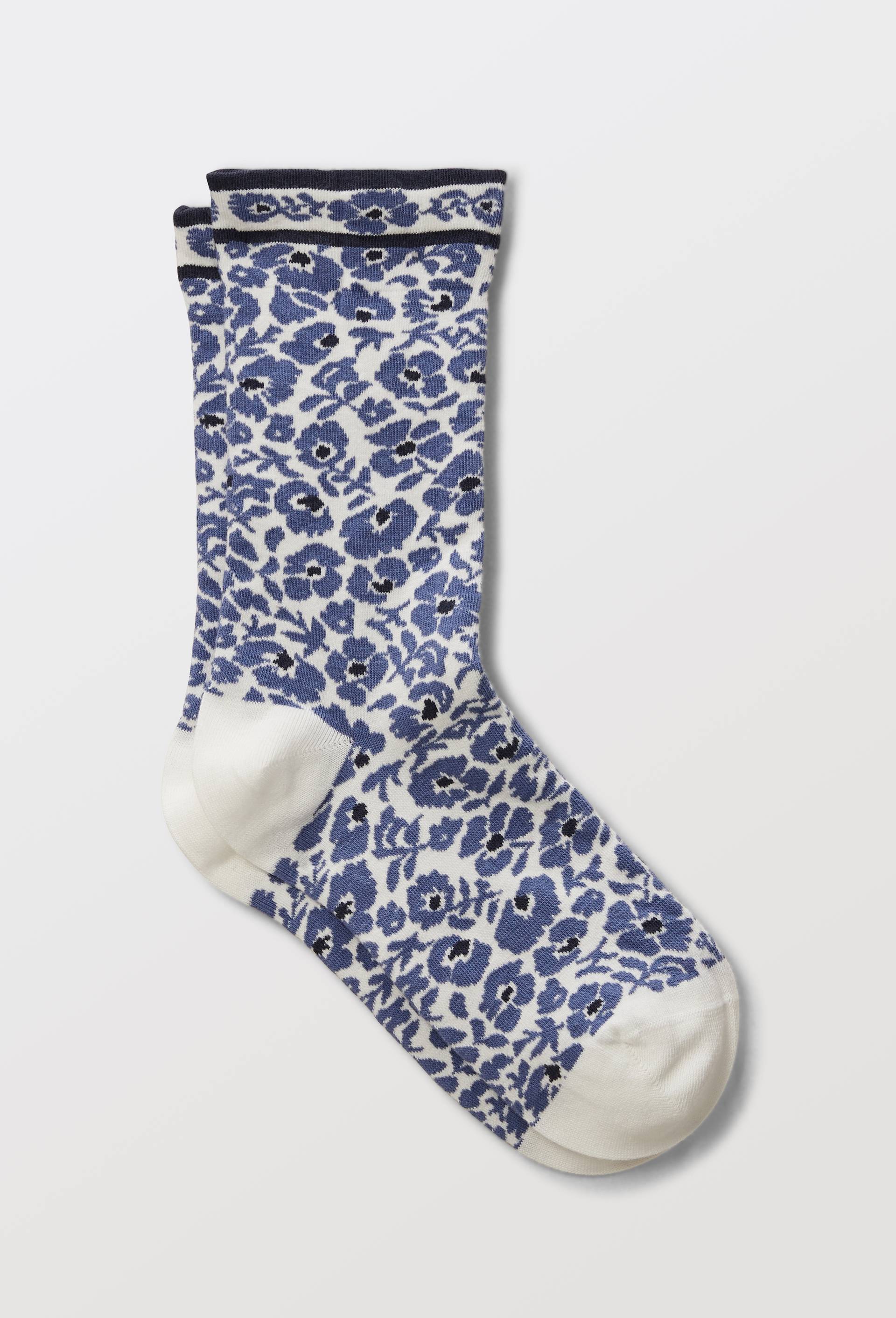 Paire de chaussettes motif liberty en coton, Bleu, large image number 0.0