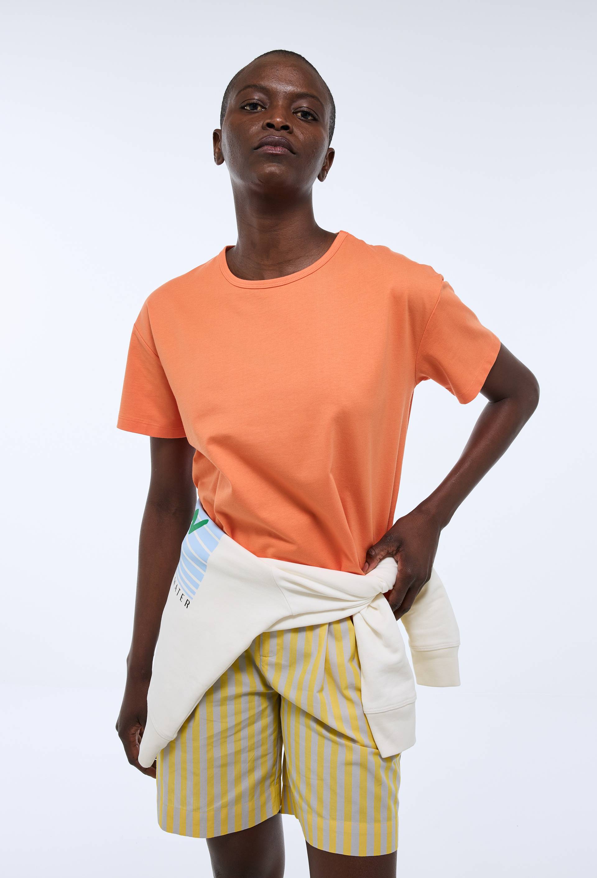 T-shirt &agrave; manches courtes uni en coton BIO, Orange, large image number 0