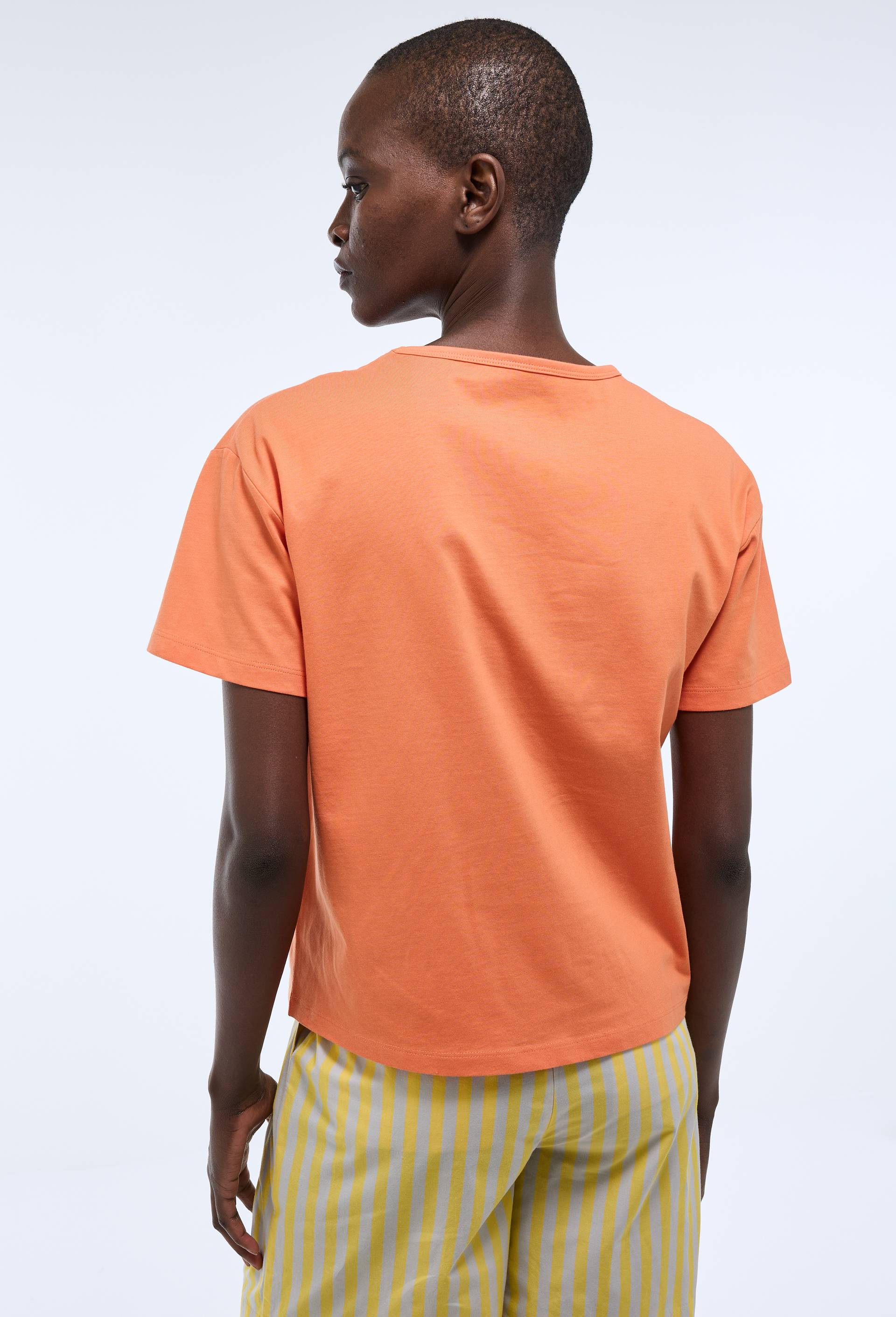 T-shirt &agrave; manches courtes uni en coton BIO, Orange, large image number 1.0