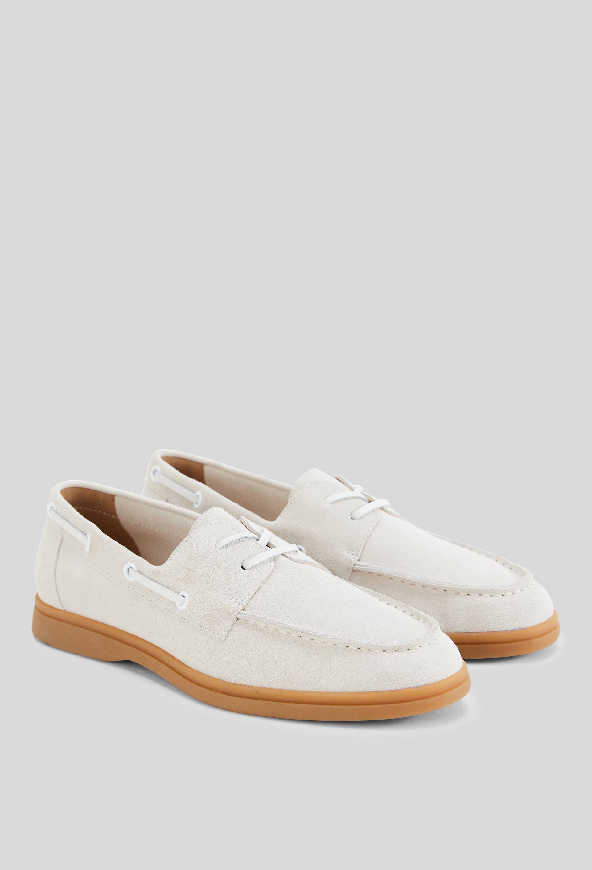 Chaussures bateau &agrave; lacets en cuir, Brun clair, large image number 0