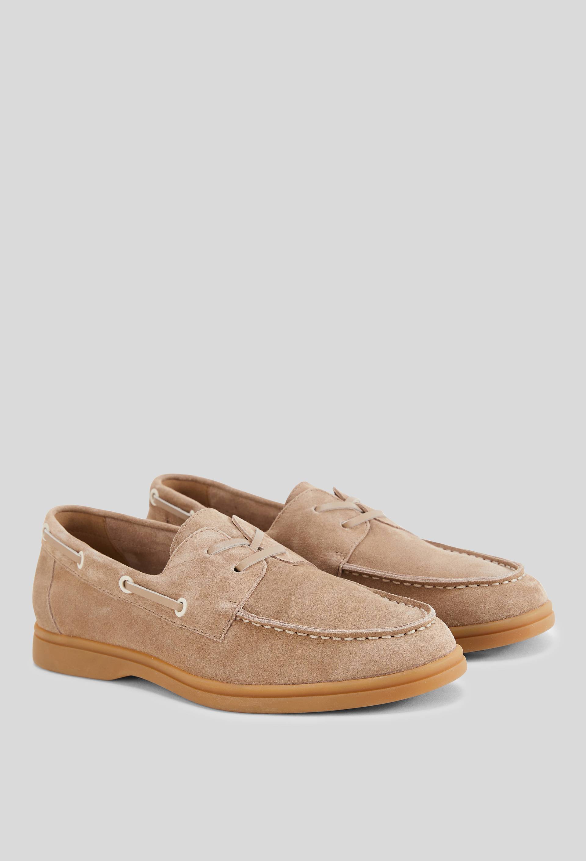 Chaussures bateau &agrave; lacets en cuir, Brun clair, large image number 0