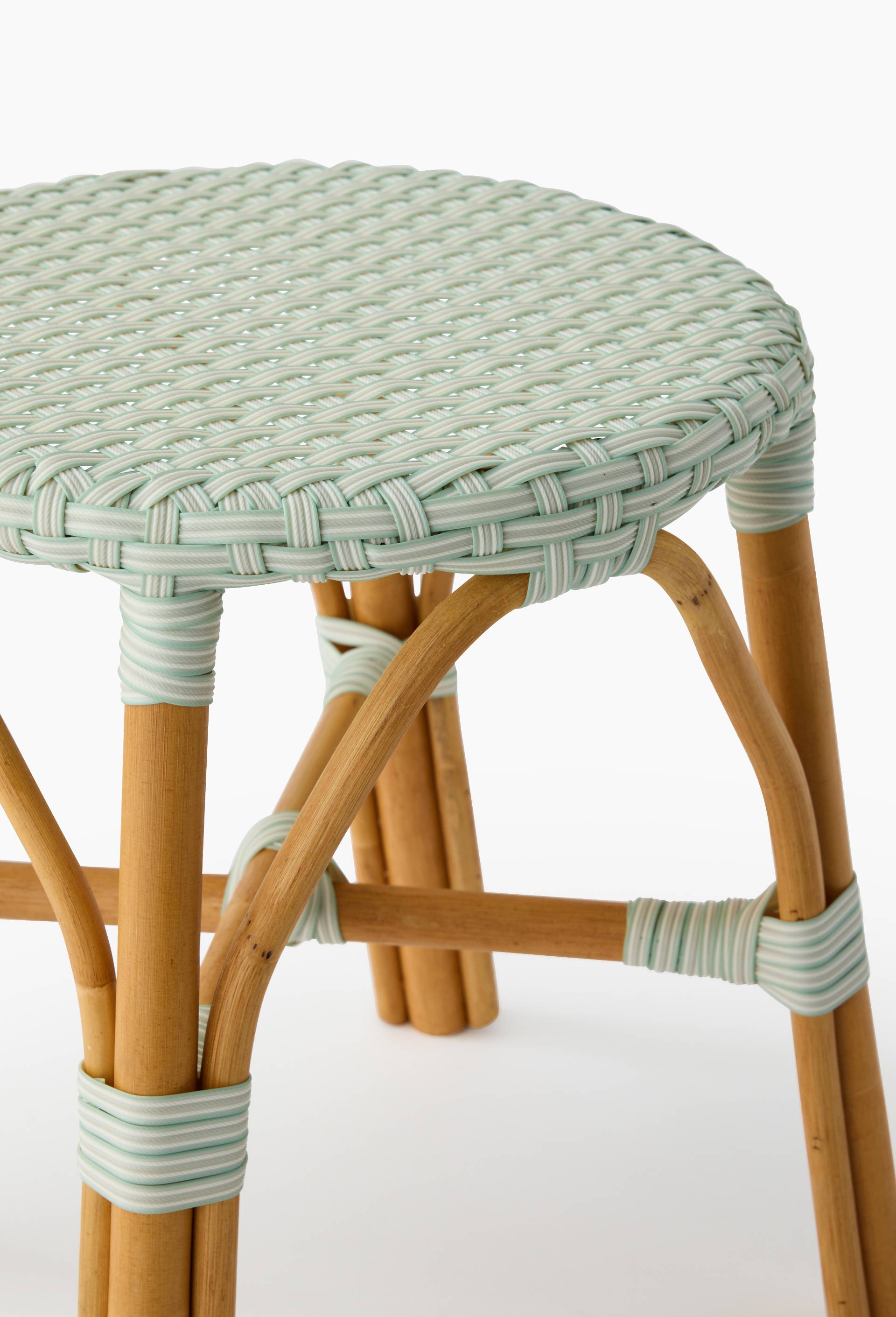 Tabouret bistrot, 38xH38CM, en rotin et plastique, Vert clair, large image number 1