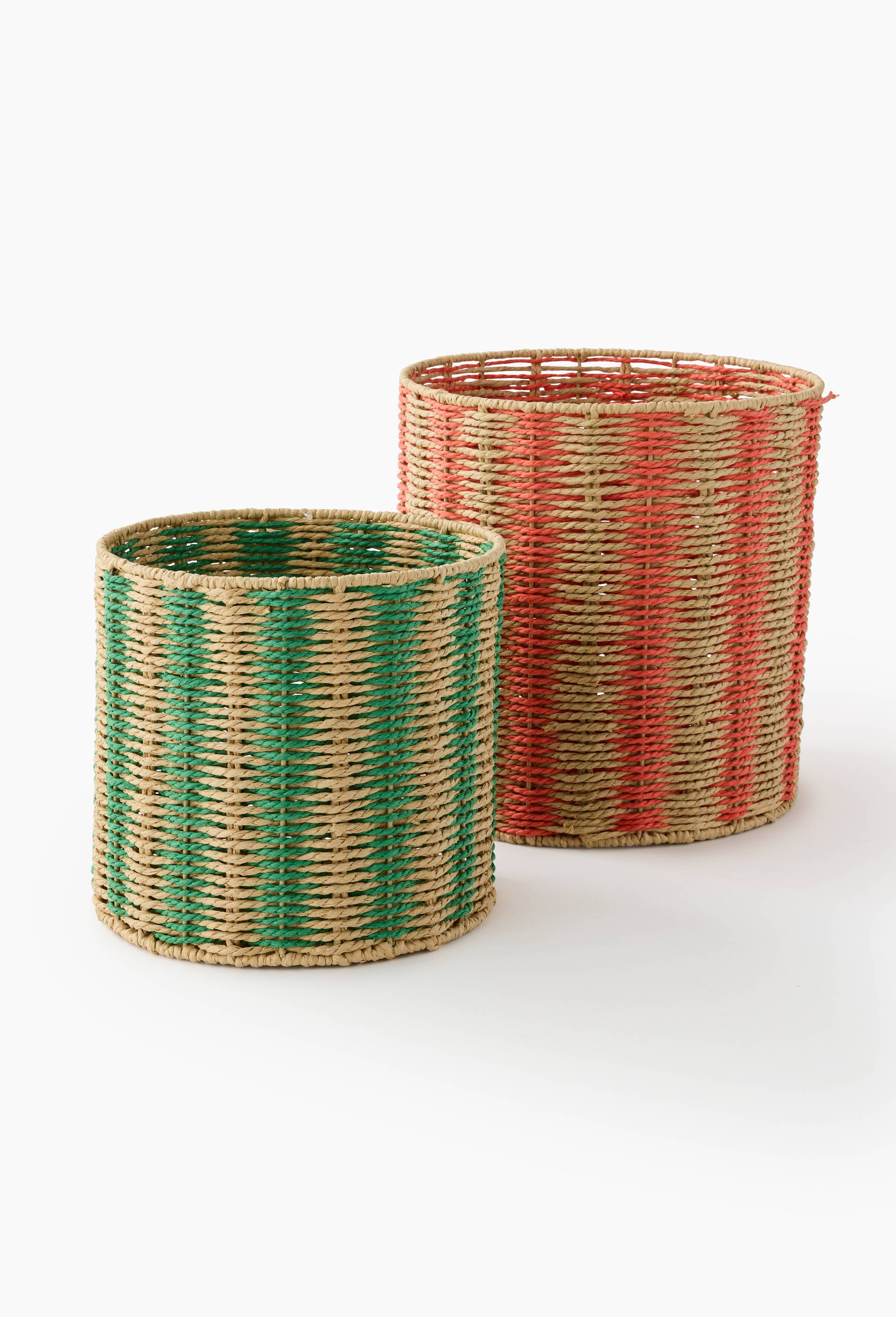 Panier rayure, en papier, Beige clair, large image number 0