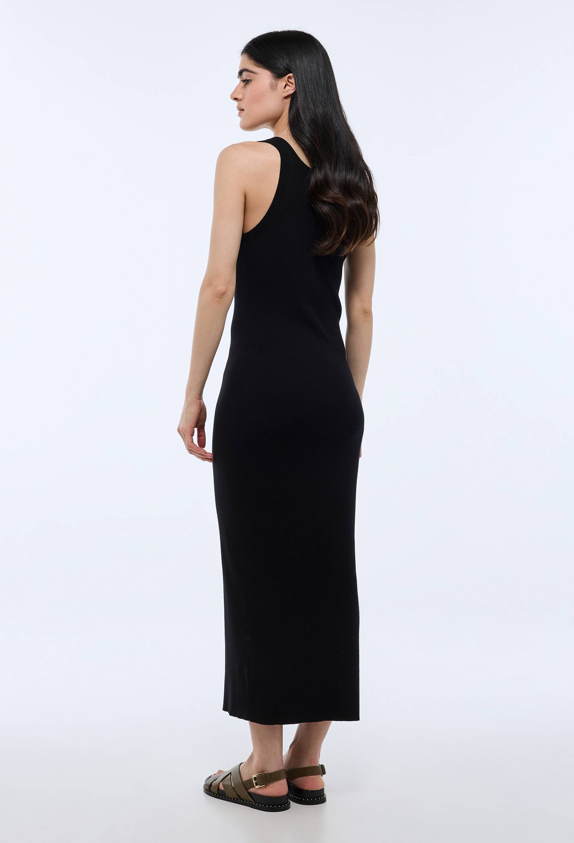 Robe unie en maille, Noir, large image number 1