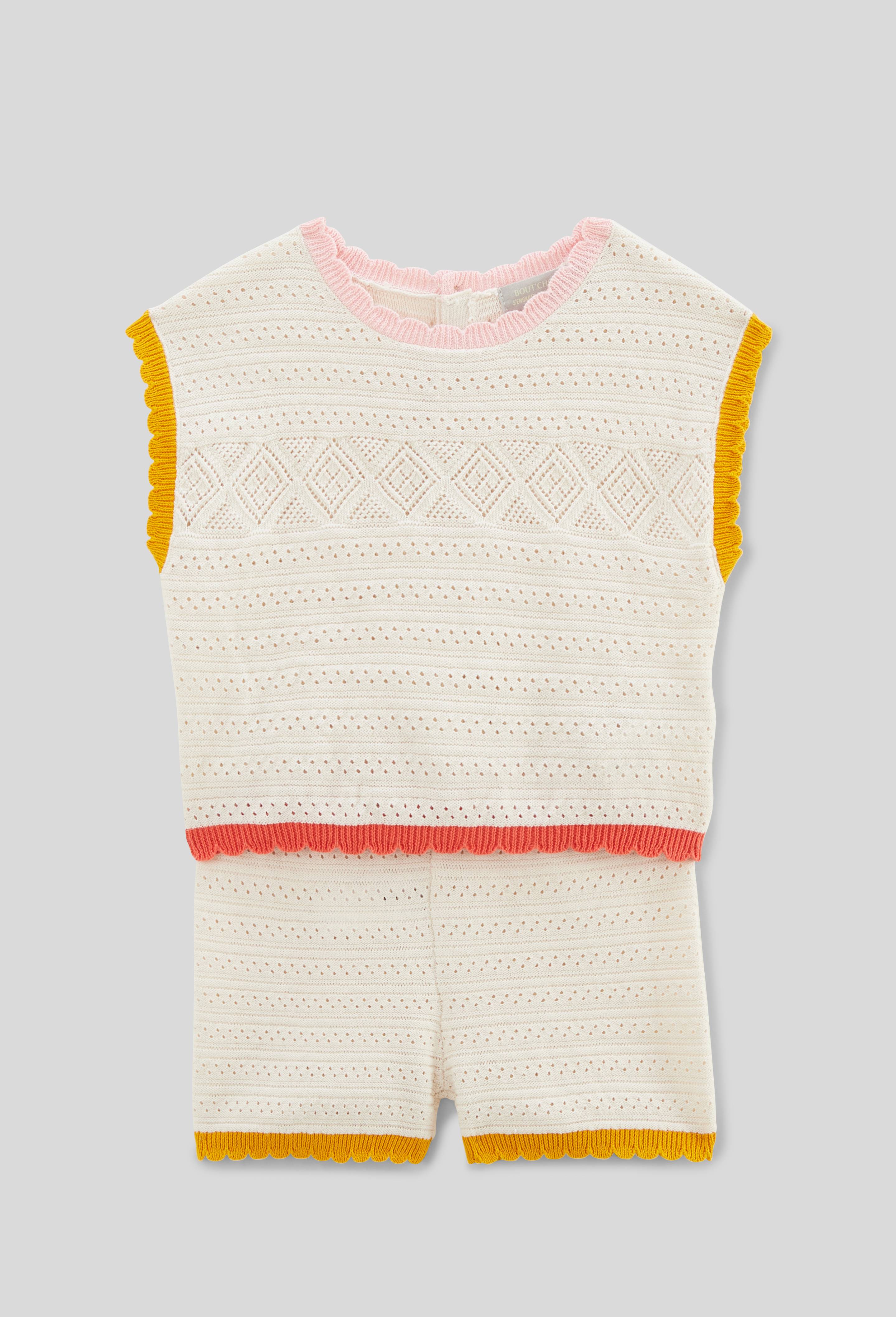 Ensemble pull sans manches et short tricots unis en coton, Beige clair, large image number 0