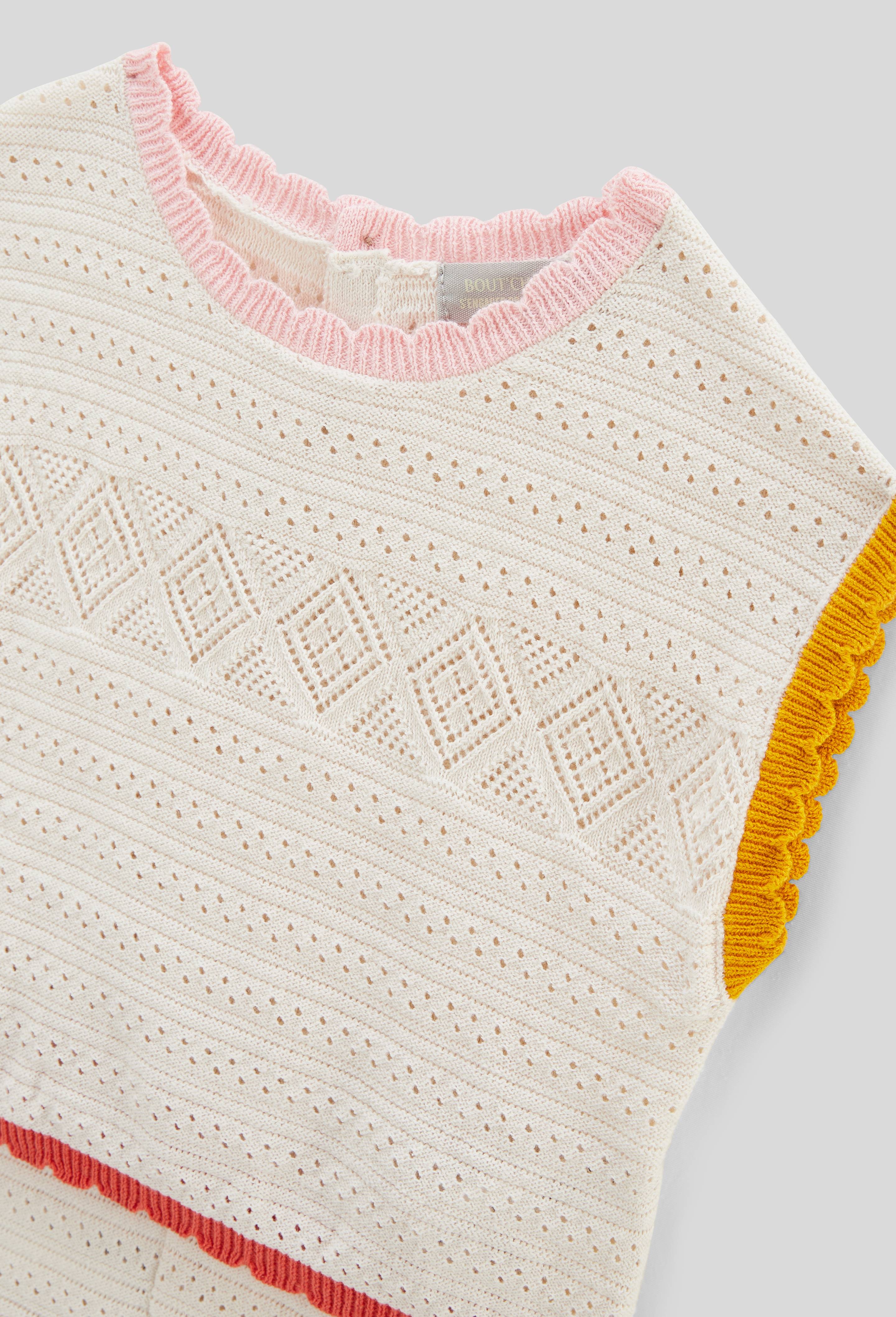 Ensemble pull sans manches et short tricots unis en coton, Beige clair, large image number 2