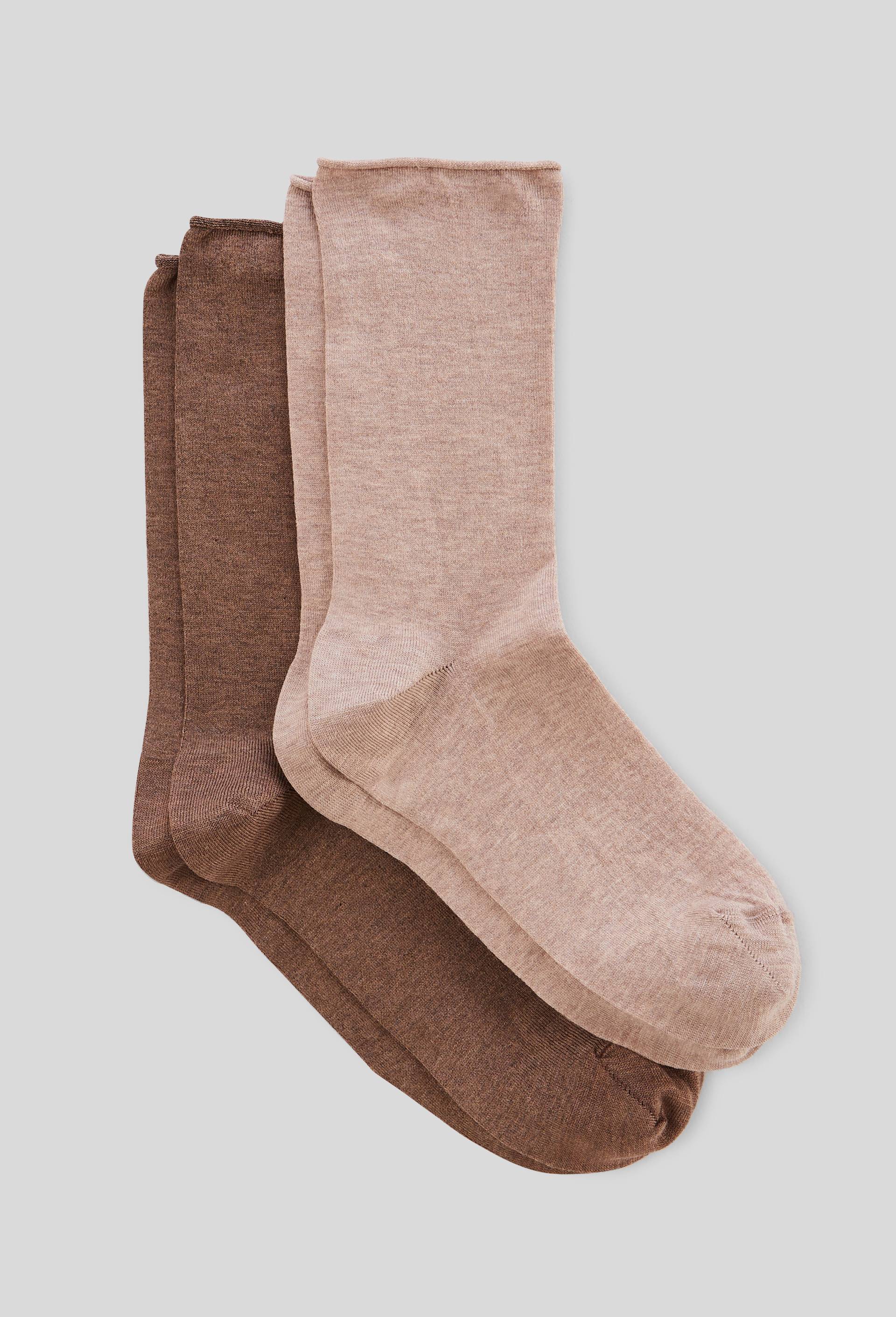 Lot de 2 paires de chaussettes en fil d'&eacute;cosse, Brun, large image number 0