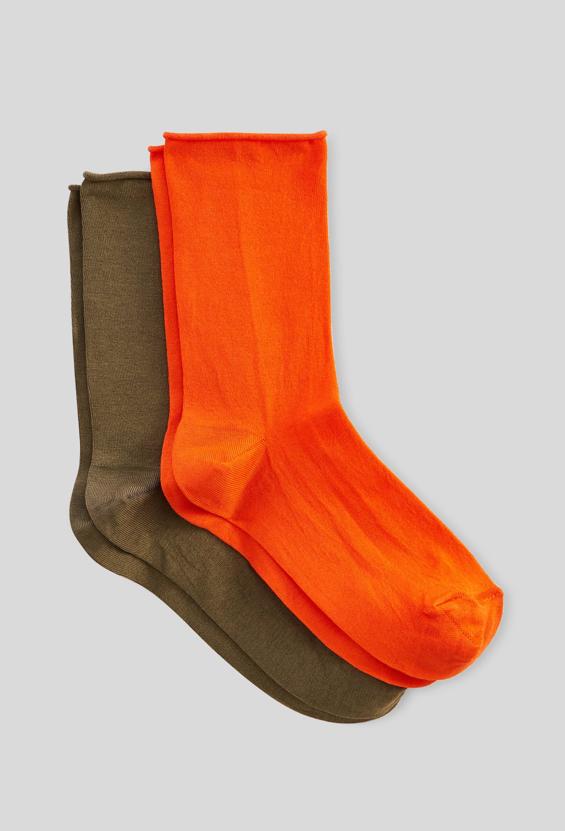 Lot de 2 paires de chaussettes en fil d'&eacute;cosse, Orange, large image number 0