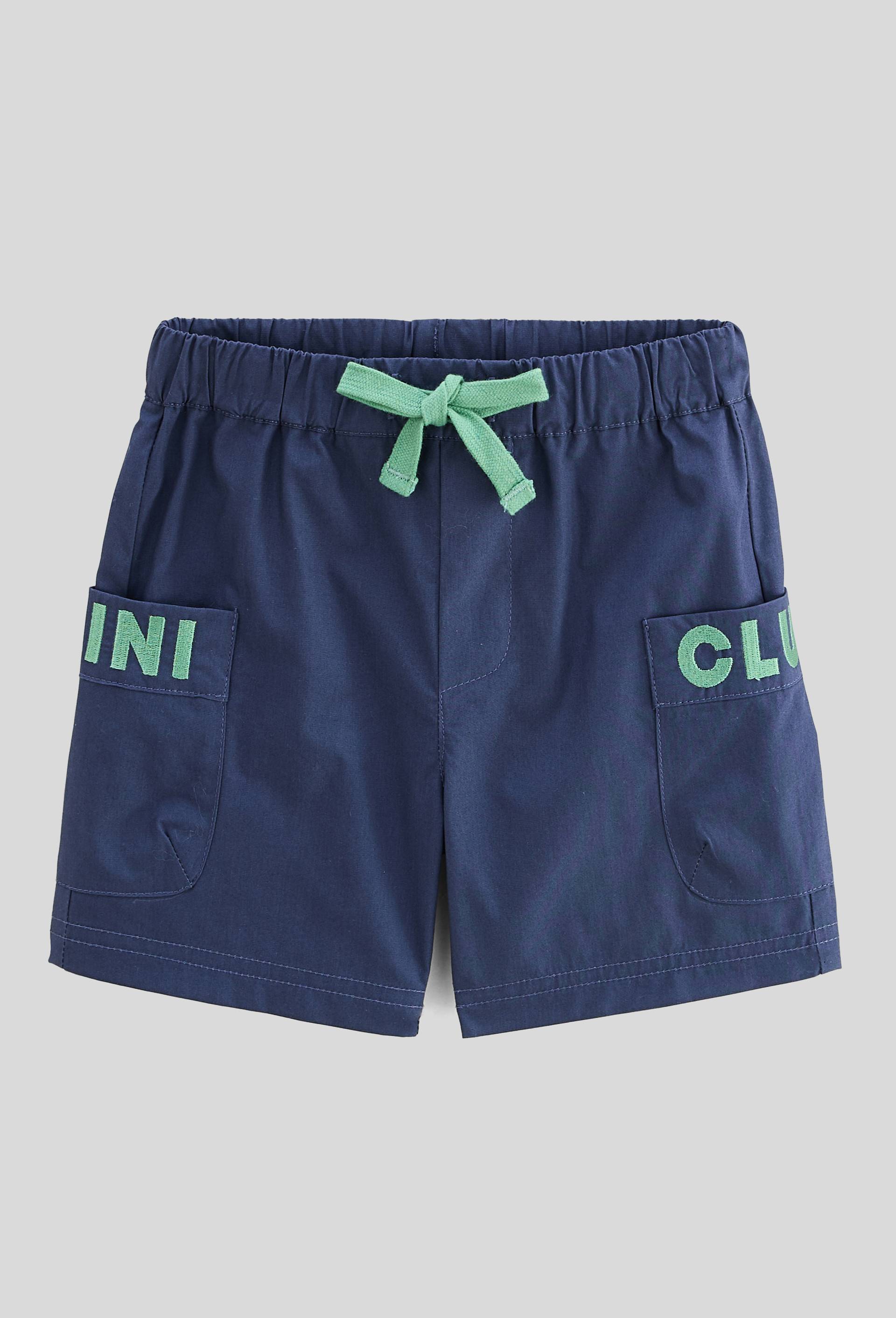 Short uni &agrave; poches brod&eacute;es en coton BIO GOTS, Bleu fonc&eacute;, large image number 0