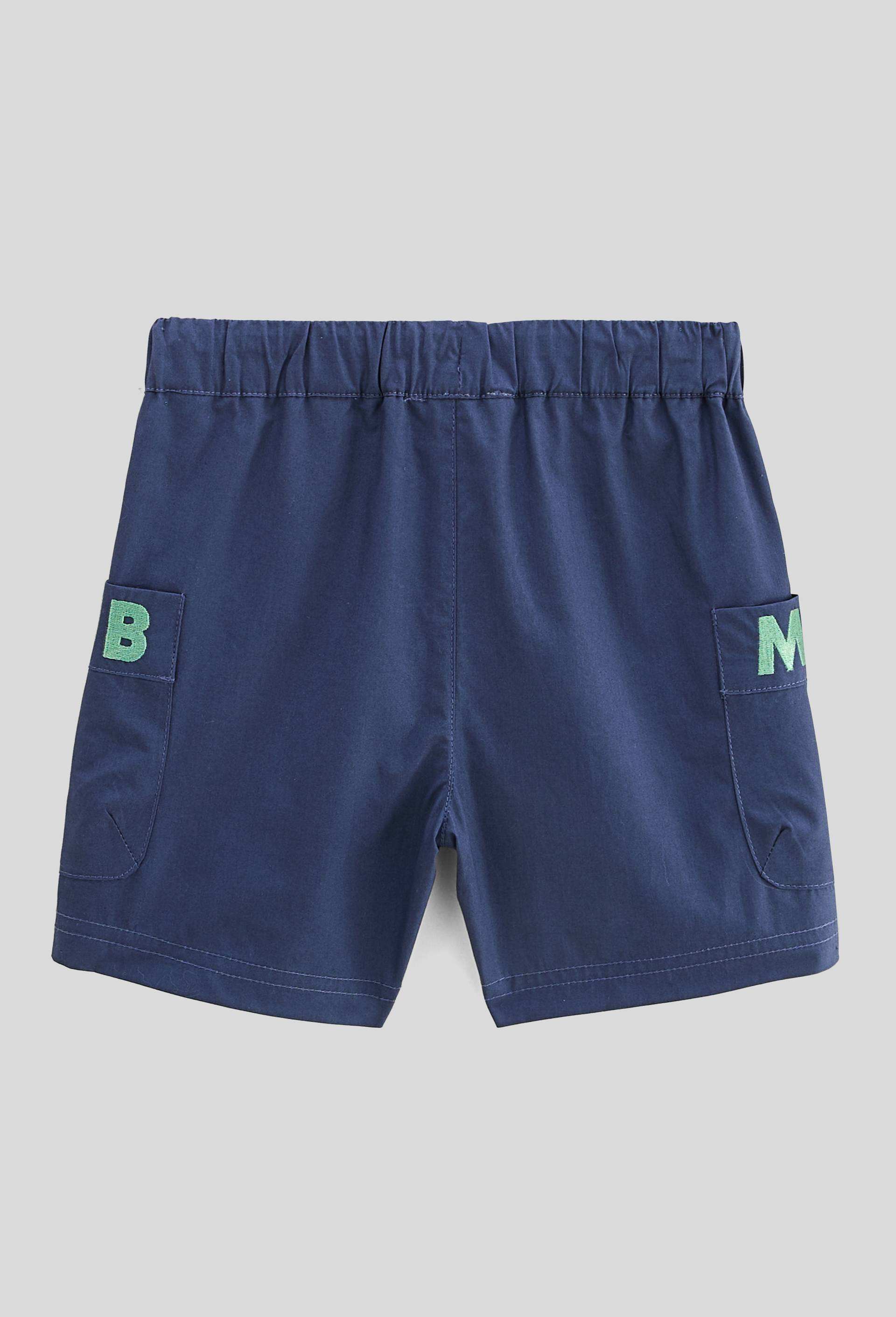 Short uni &agrave; poches brod&eacute;es en coton BIO GOTS, Bleu fonc&eacute;, large image number 1.0