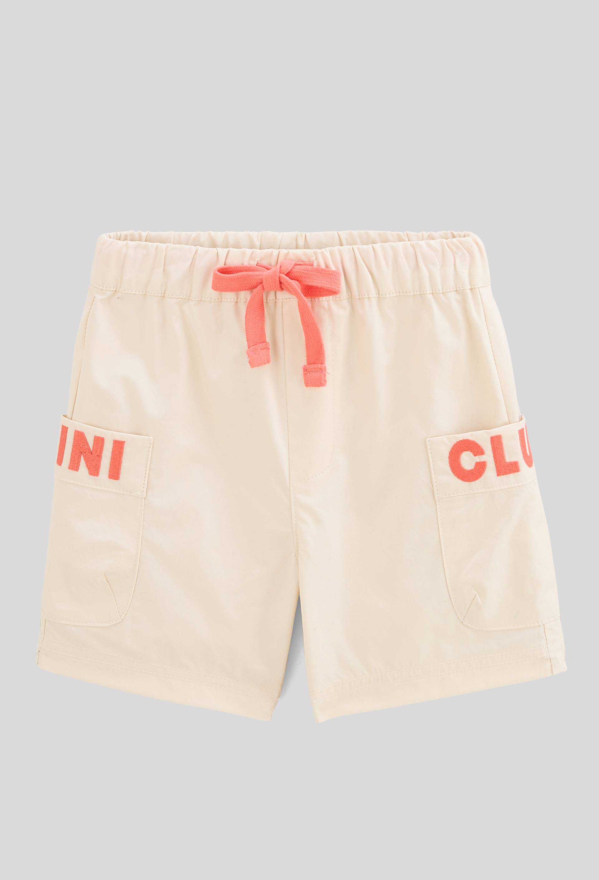 Short uni &agrave; poches brod&eacute;es en coton BIO GOTS, Ecru, large image number 0.0