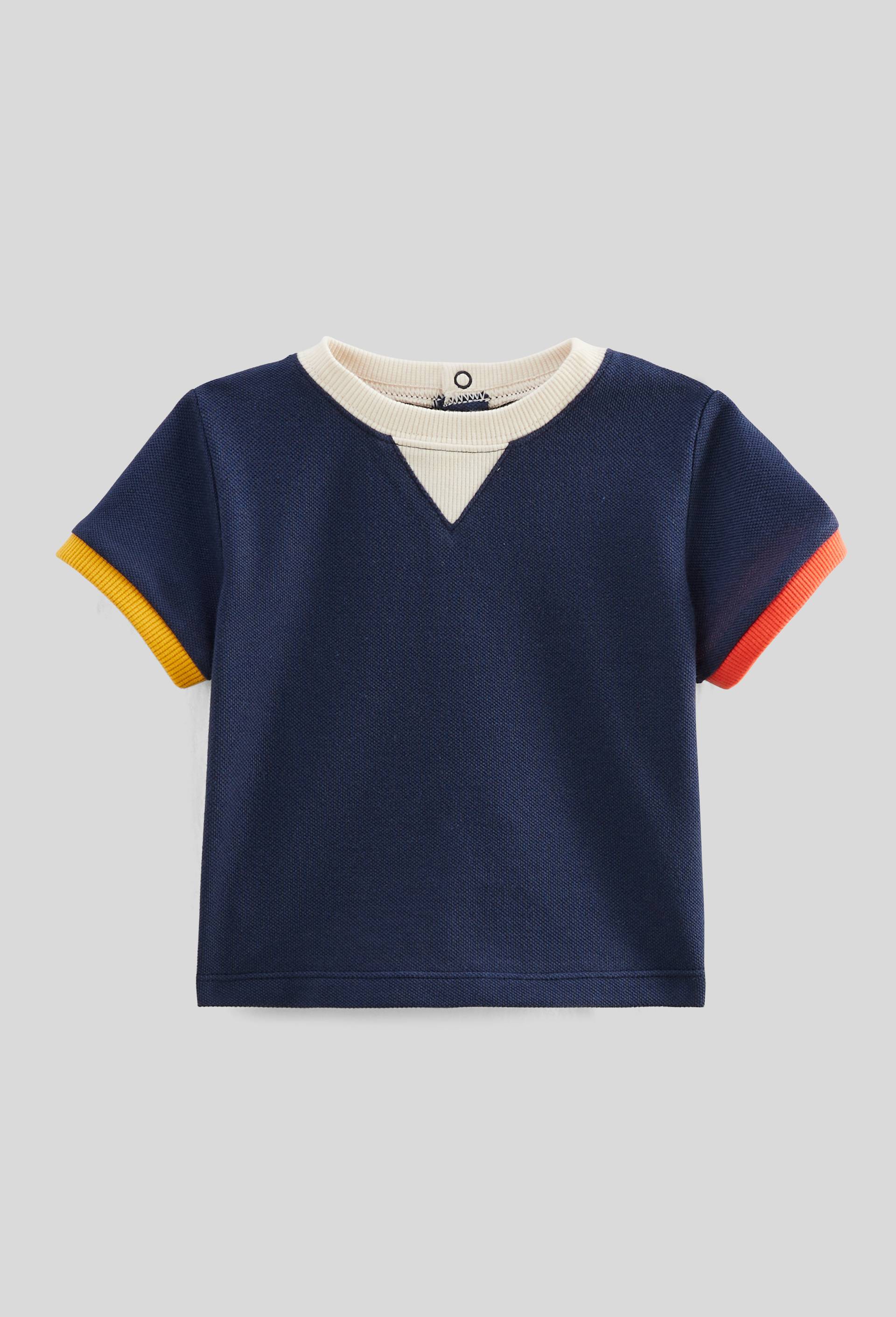 T-shirt manches courtes en piqu&eacute; de coton en coton BIO GOTS, Bleu fonc&eacute;, large image number 1