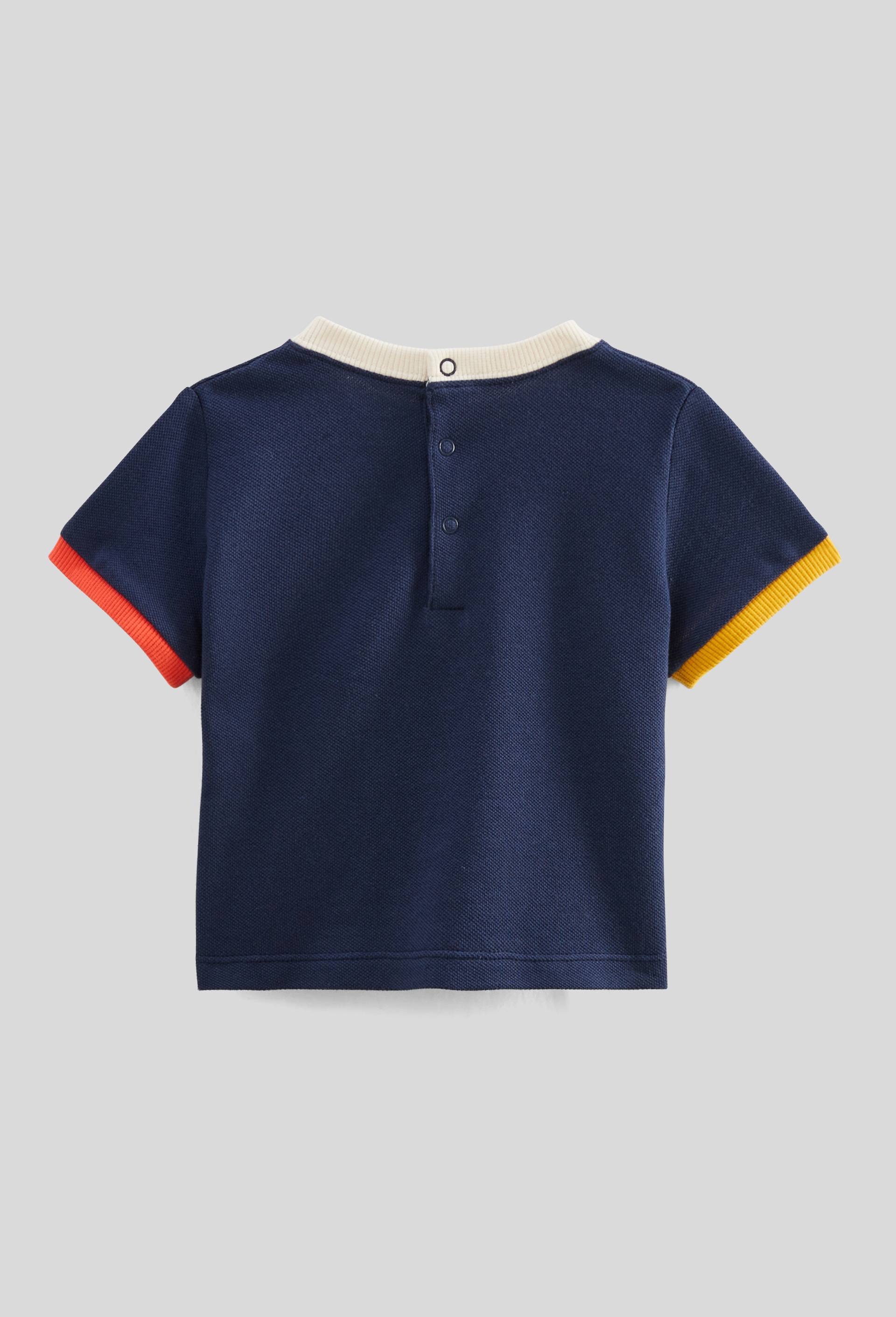 T-shirt manches courtes en piqu&eacute; de coton en coton BIO GOTS, Bleu fonc&eacute;, large image number 2.0