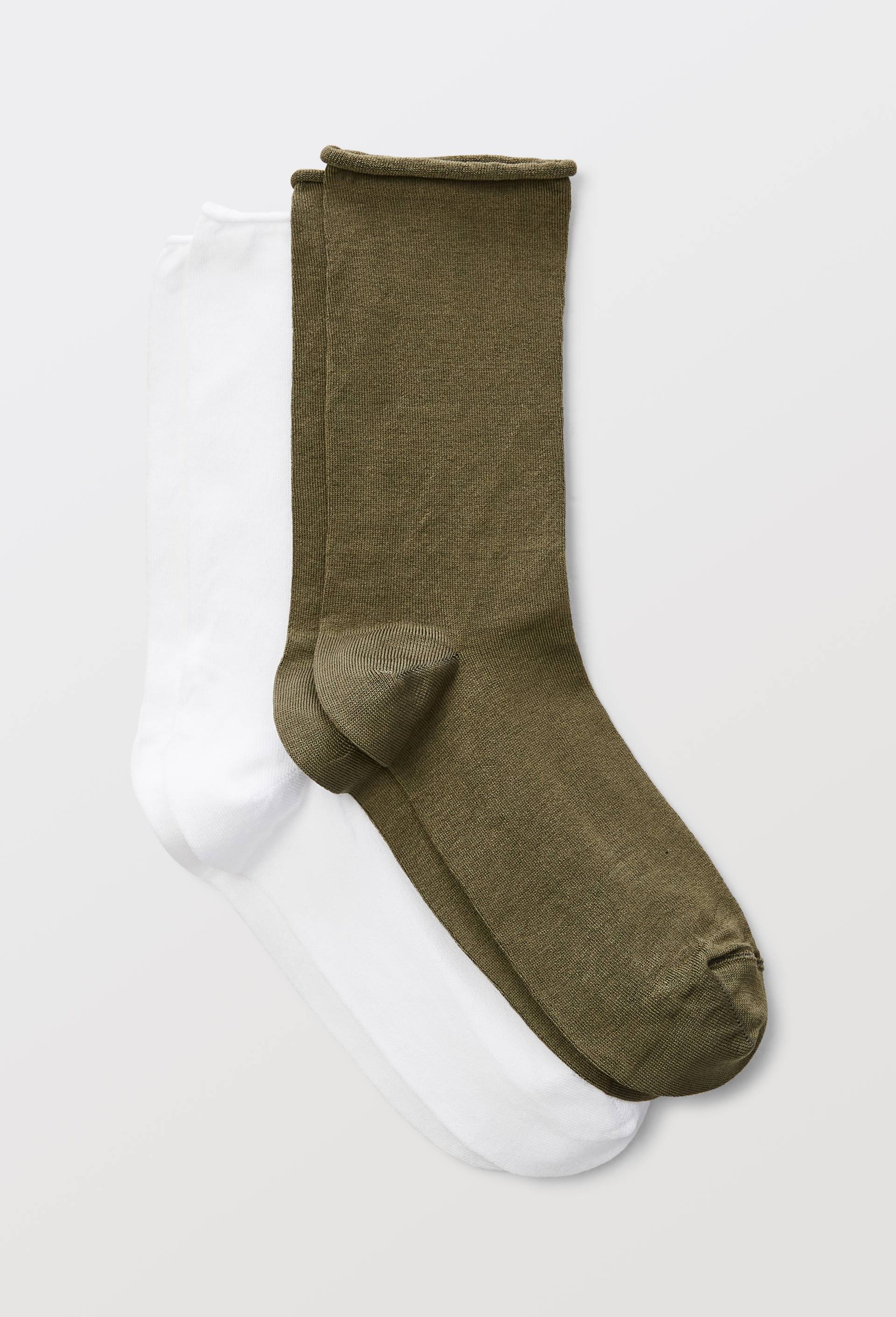 Lot de 2 paires de chaussettes en fil d'&eacute;cosse, Vert fonc&eacute;, large image number 0.0