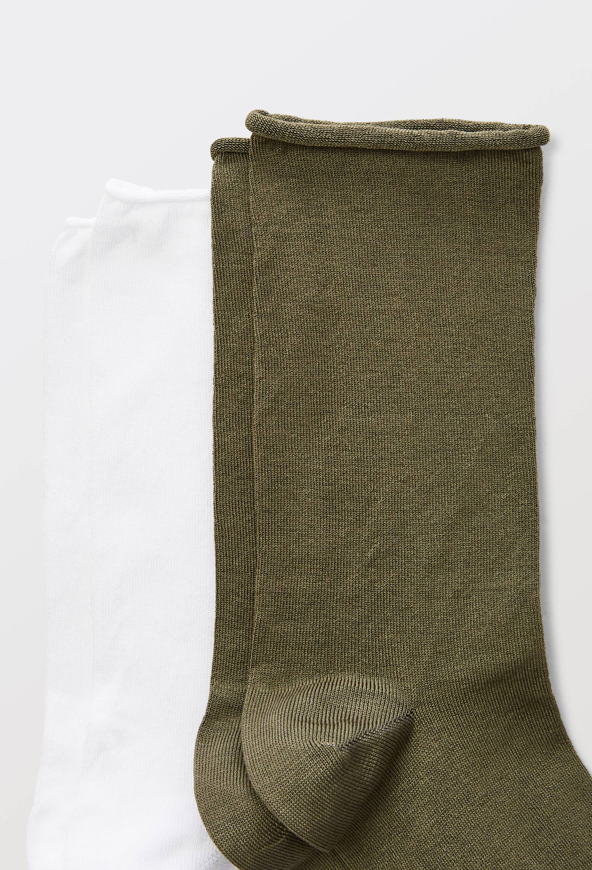 Lot de 2 paires de chaussettes en fil d'&eacute;cosse, Vert fonc&eacute;, large image number 1