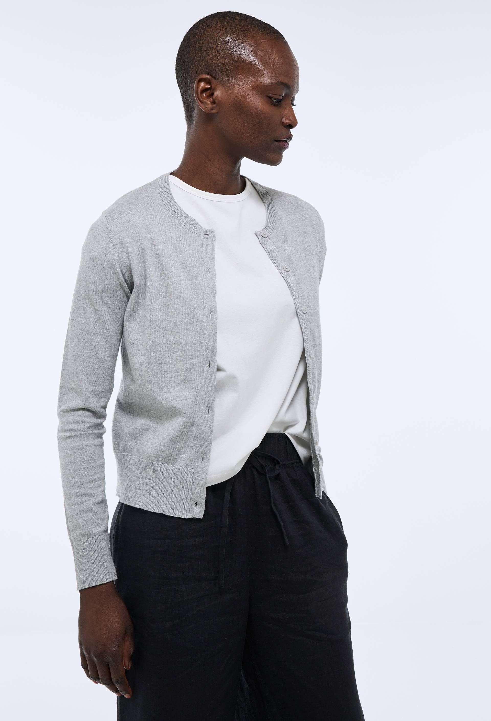 Cardigan boutonné en coton, Gris, large image number 1.0