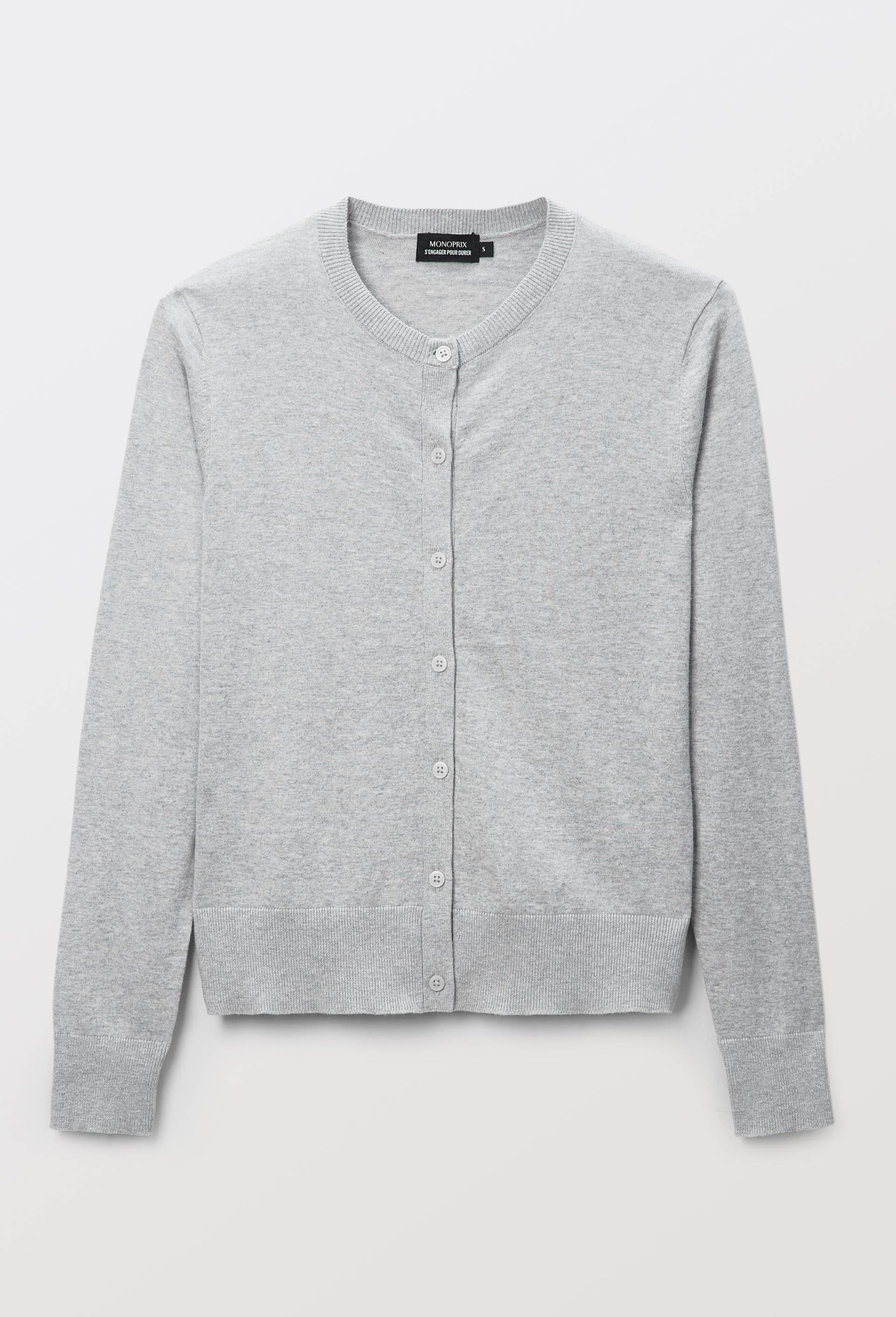 Cardigan boutonné en coton, Gris, large image number 3.0